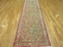 Antique Hand Knotted Wool Persian Malayer Runner Rug