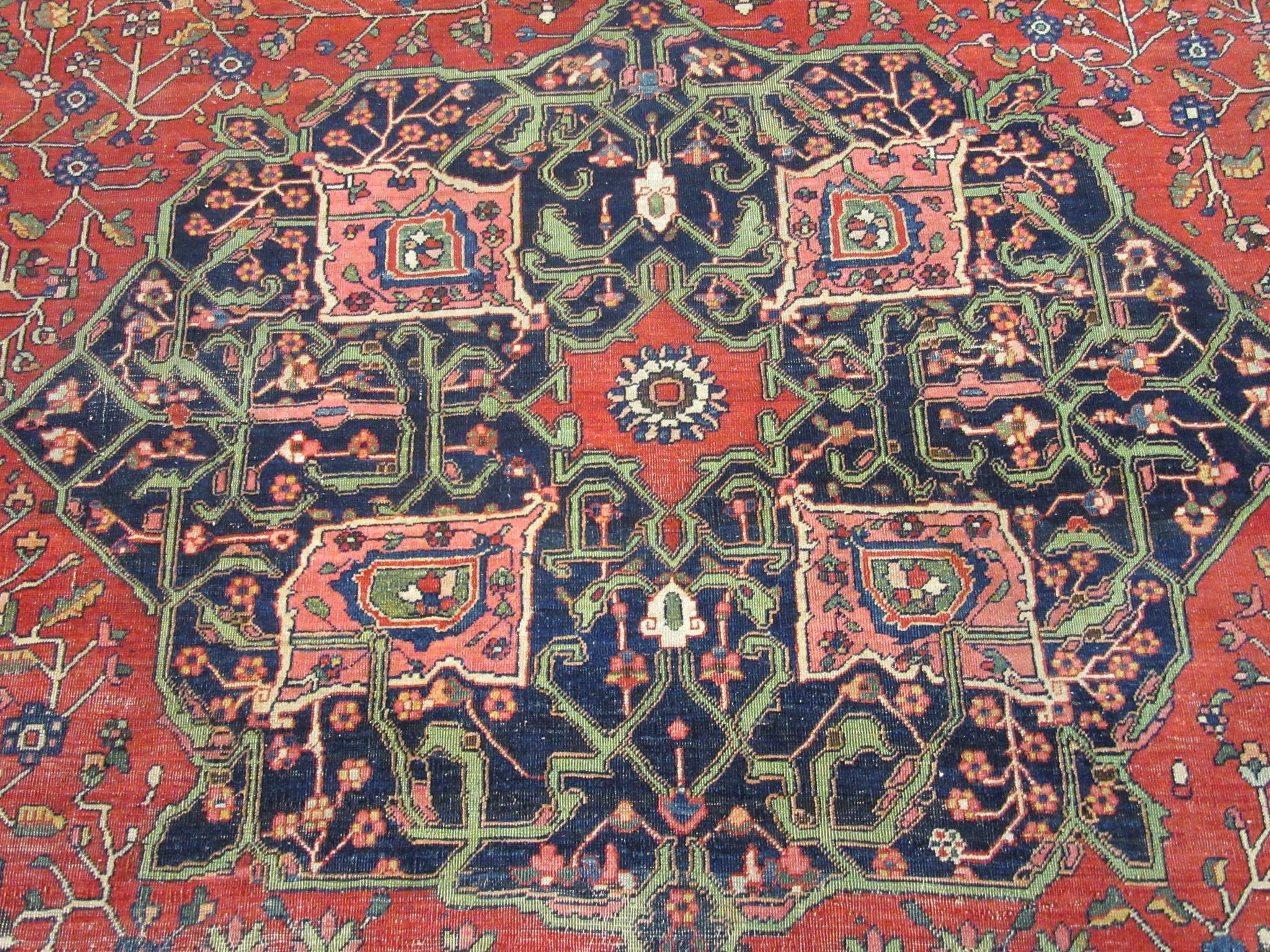 Antique Hand-Knotted Wool Persian Sarouk Farahan Rug For Sale 1