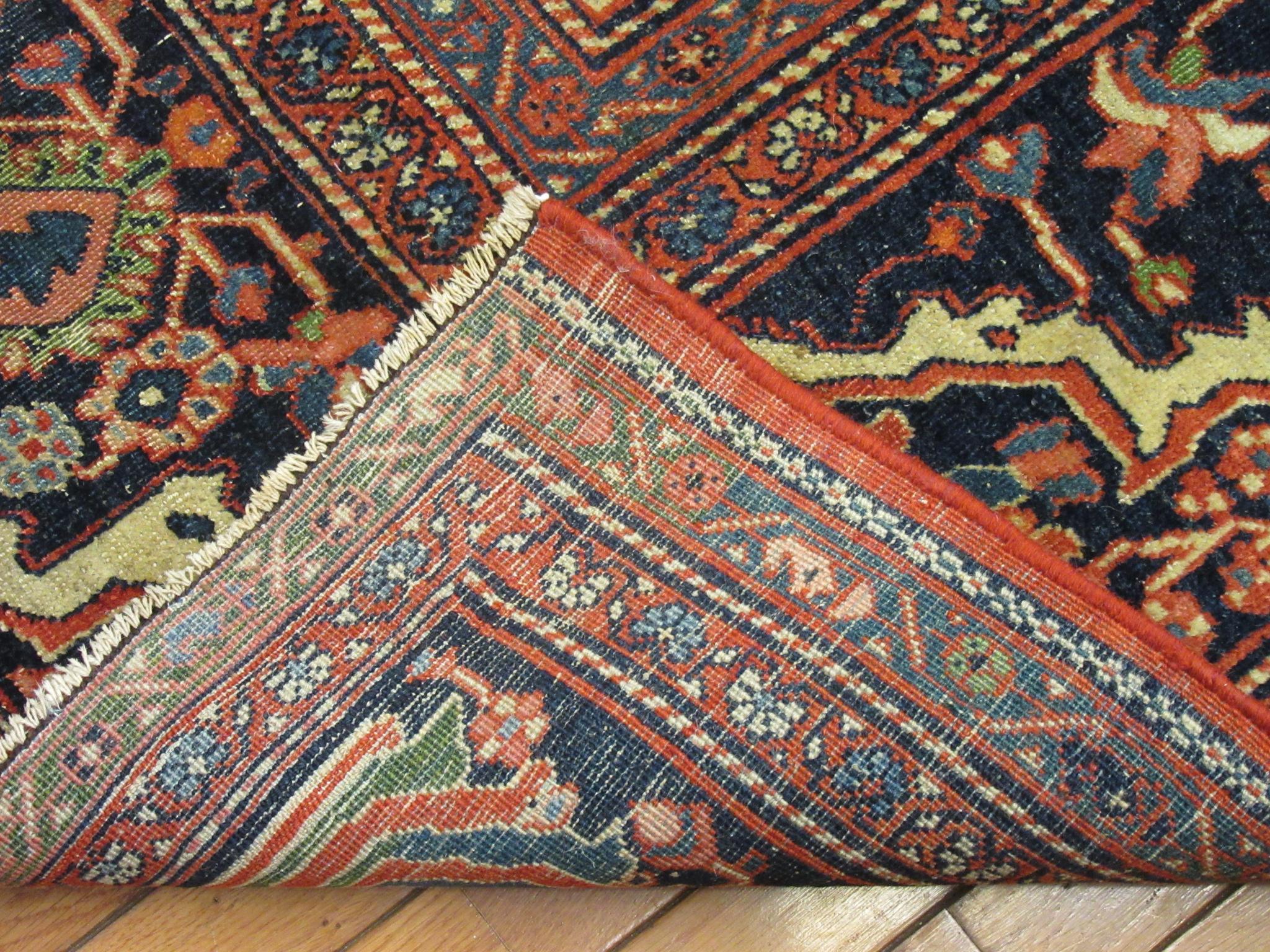 Antique Hand-Knotted Wool Persian Sarouk Farahan Rug For Sale 3