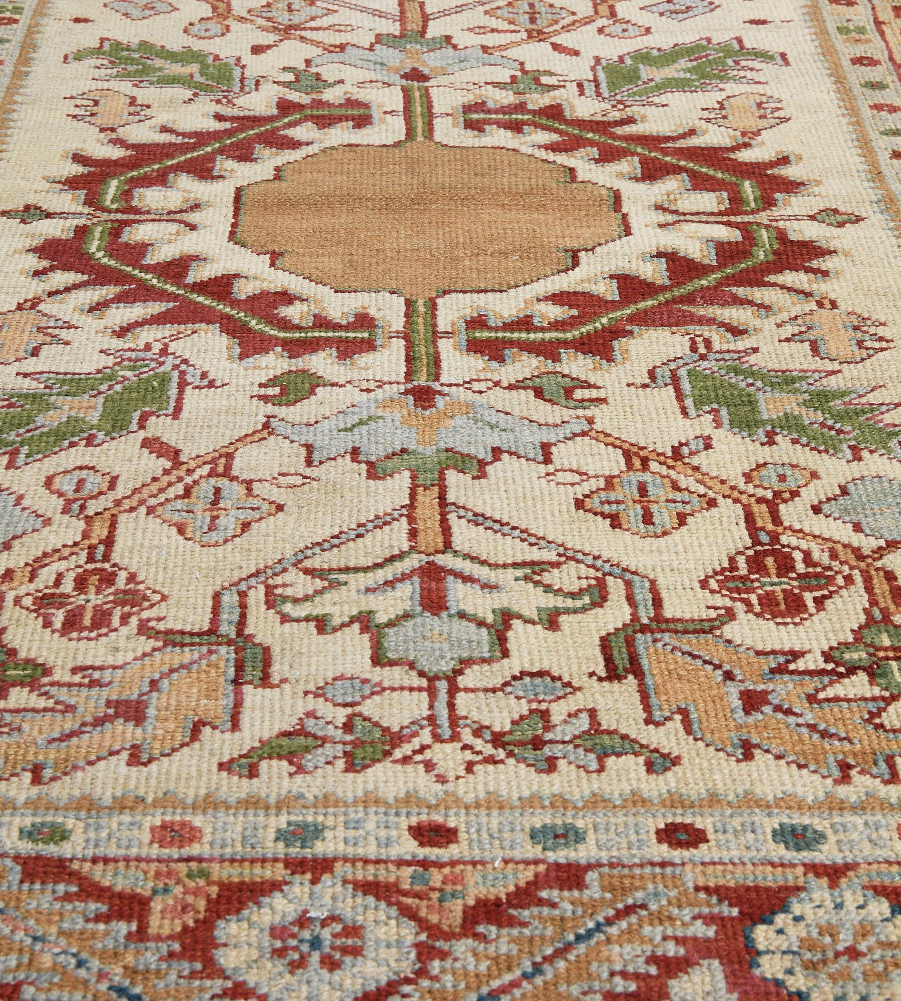 Antique Hand-Knotted Wool Persian Serapi Rug For Sale 2