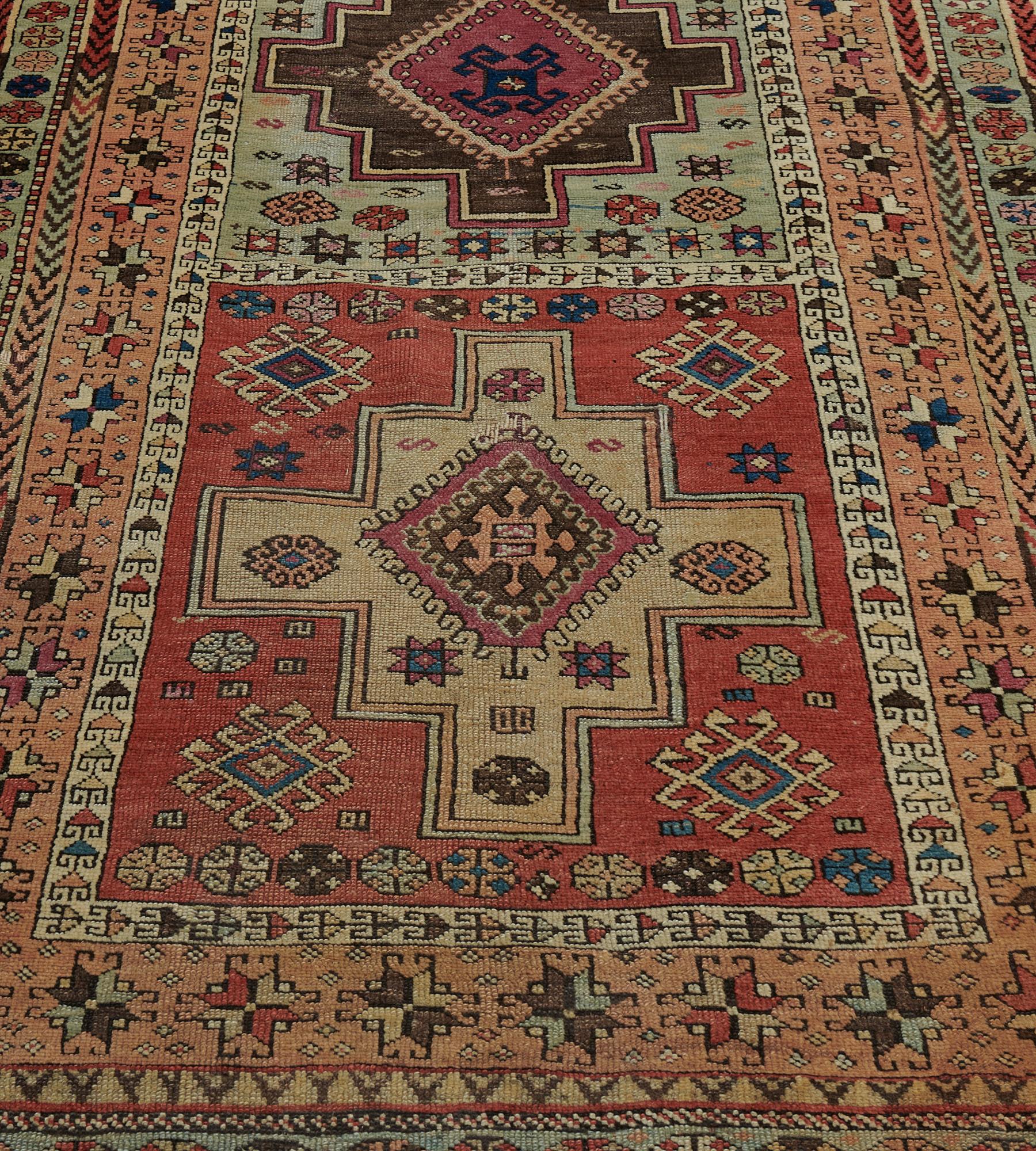 Antique Hand-Knotted Wool Traditional Karabagh Runner, c. 1880 For Sale 5
