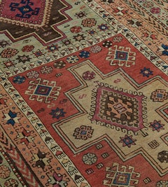 Antique Hand-Knotted Wool Traditional Karabagh Runner, c. 1880