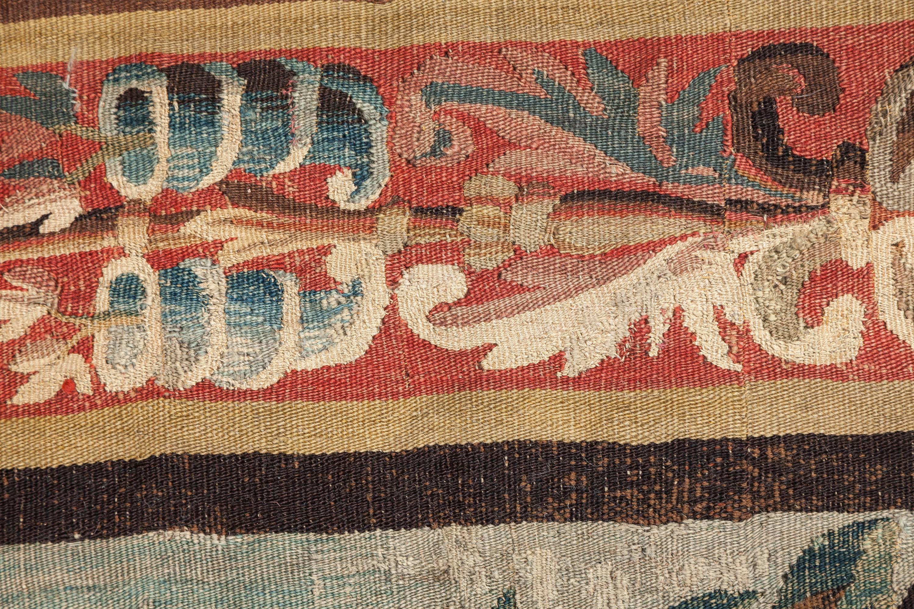 Hand-Loomed Landscape with Stream Tapestry, Aubusson France, Late 17th Century For Sale 4