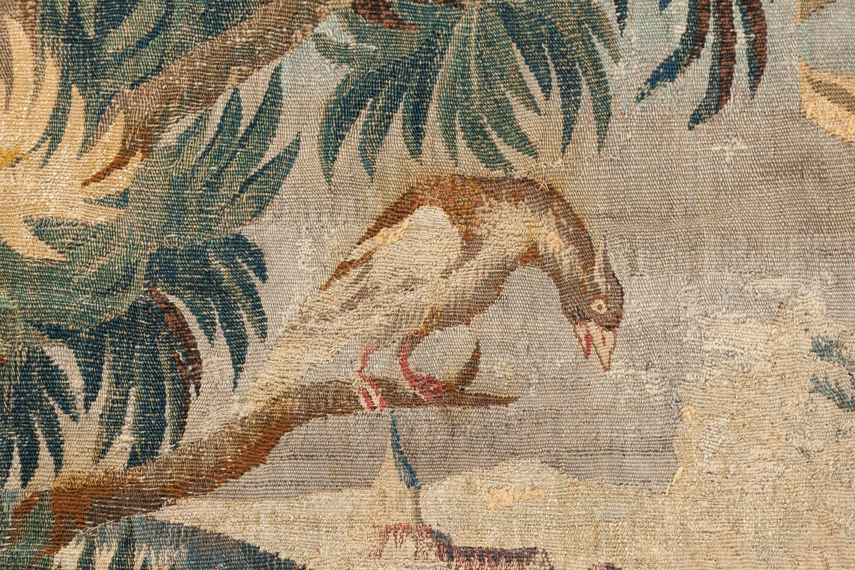 French Hand-Loomed Landscape with Stream Tapestry, Aubusson France, Late 17th Century For Sale