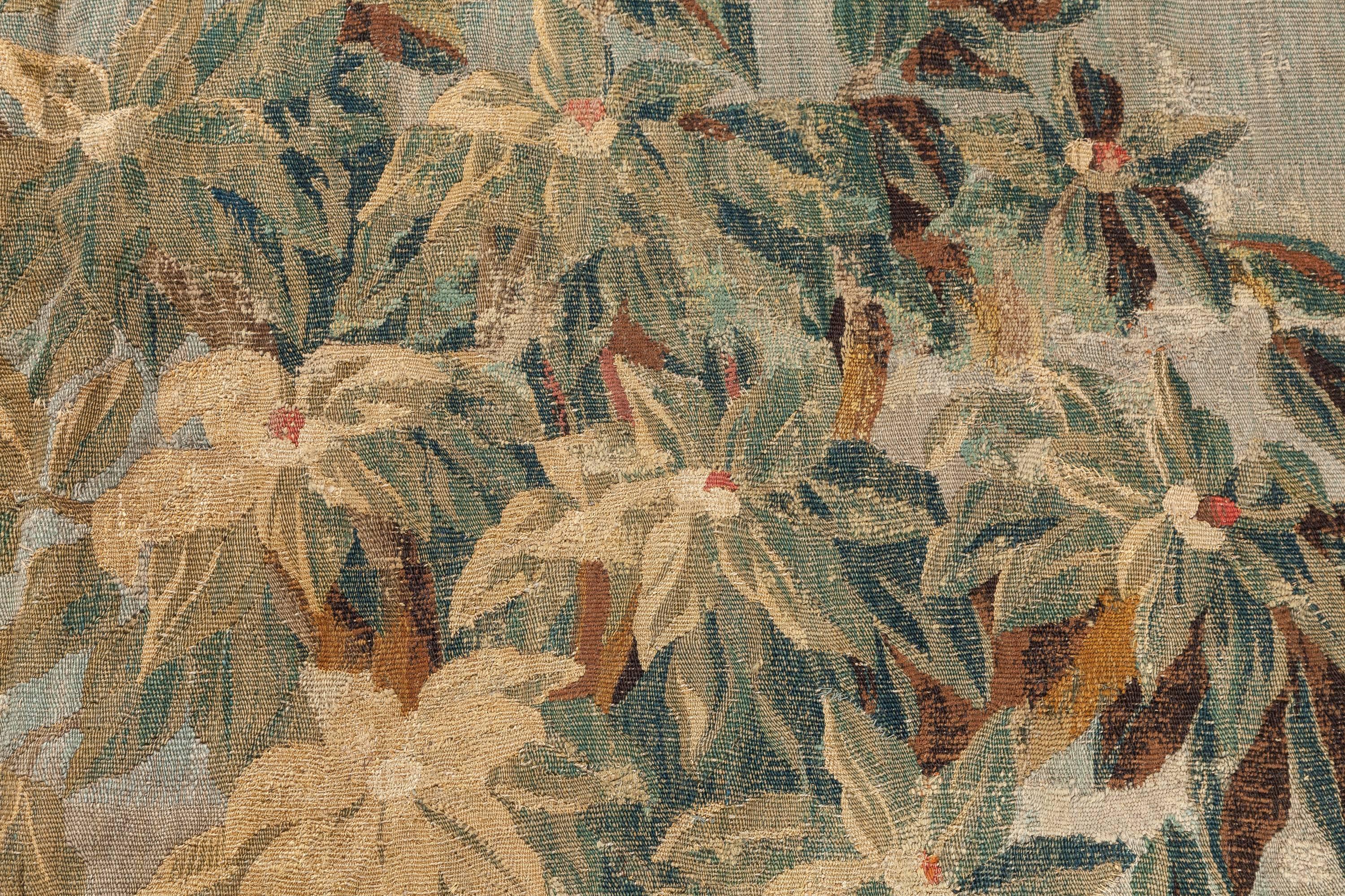 Hand-Woven Hand-Loomed Landscape with Stream Tapestry, Aubusson France, Late 17th Century For Sale