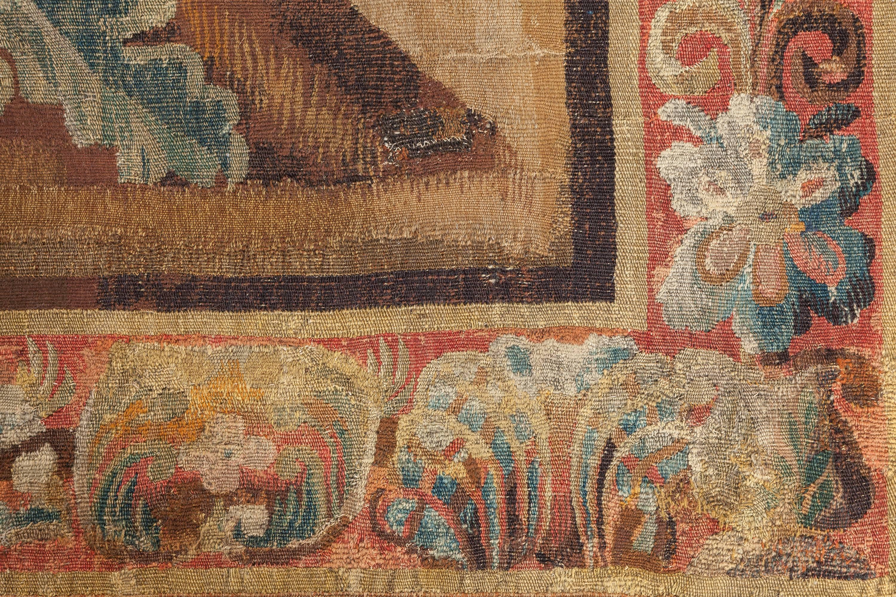 Hand-Loomed Landscape with Stream Tapestry, Aubusson France, Late 17th Century For Sale 1