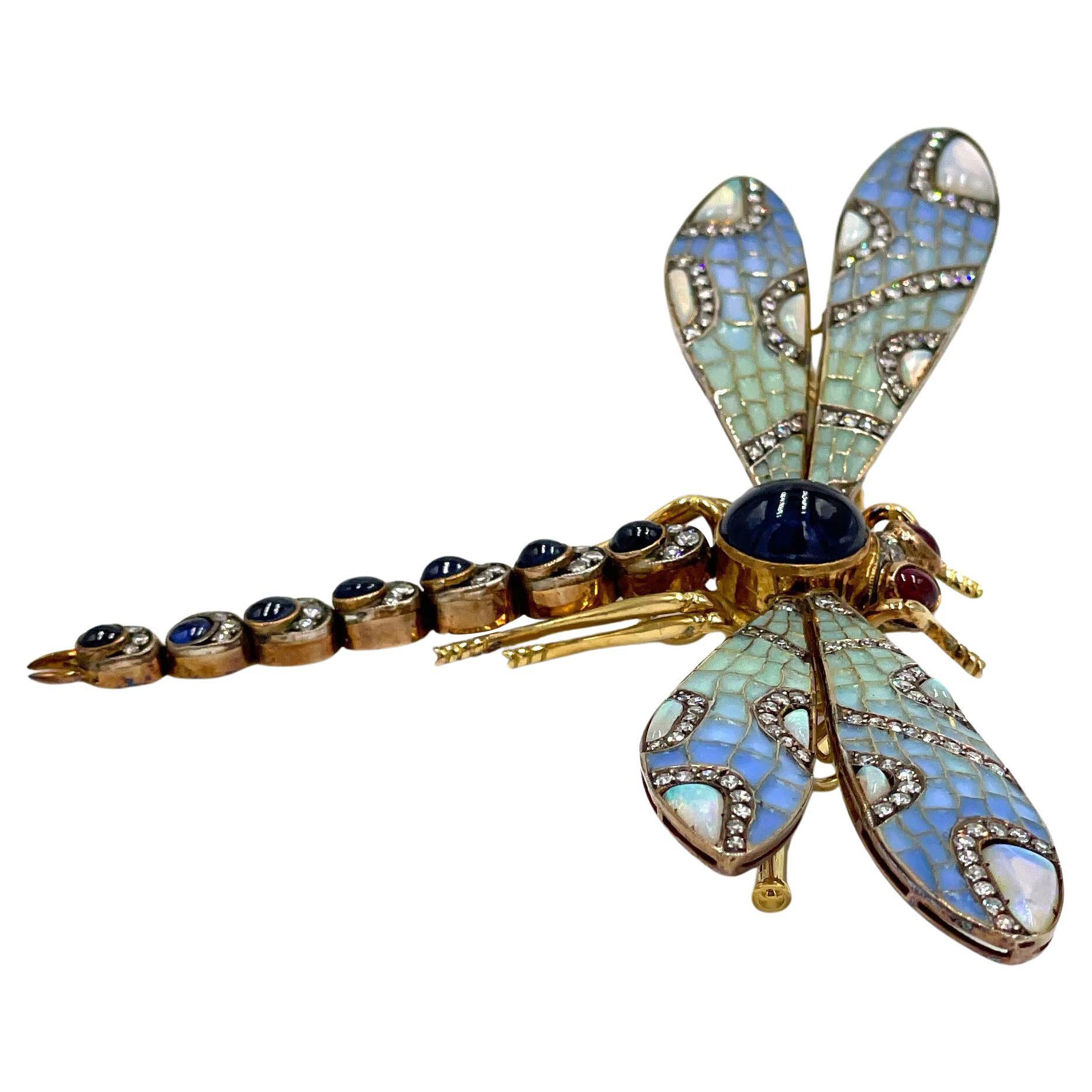 Broche Vintage Libellule - Cristal Couleur Argent, Effet Diamant, Bijou Fantaisie