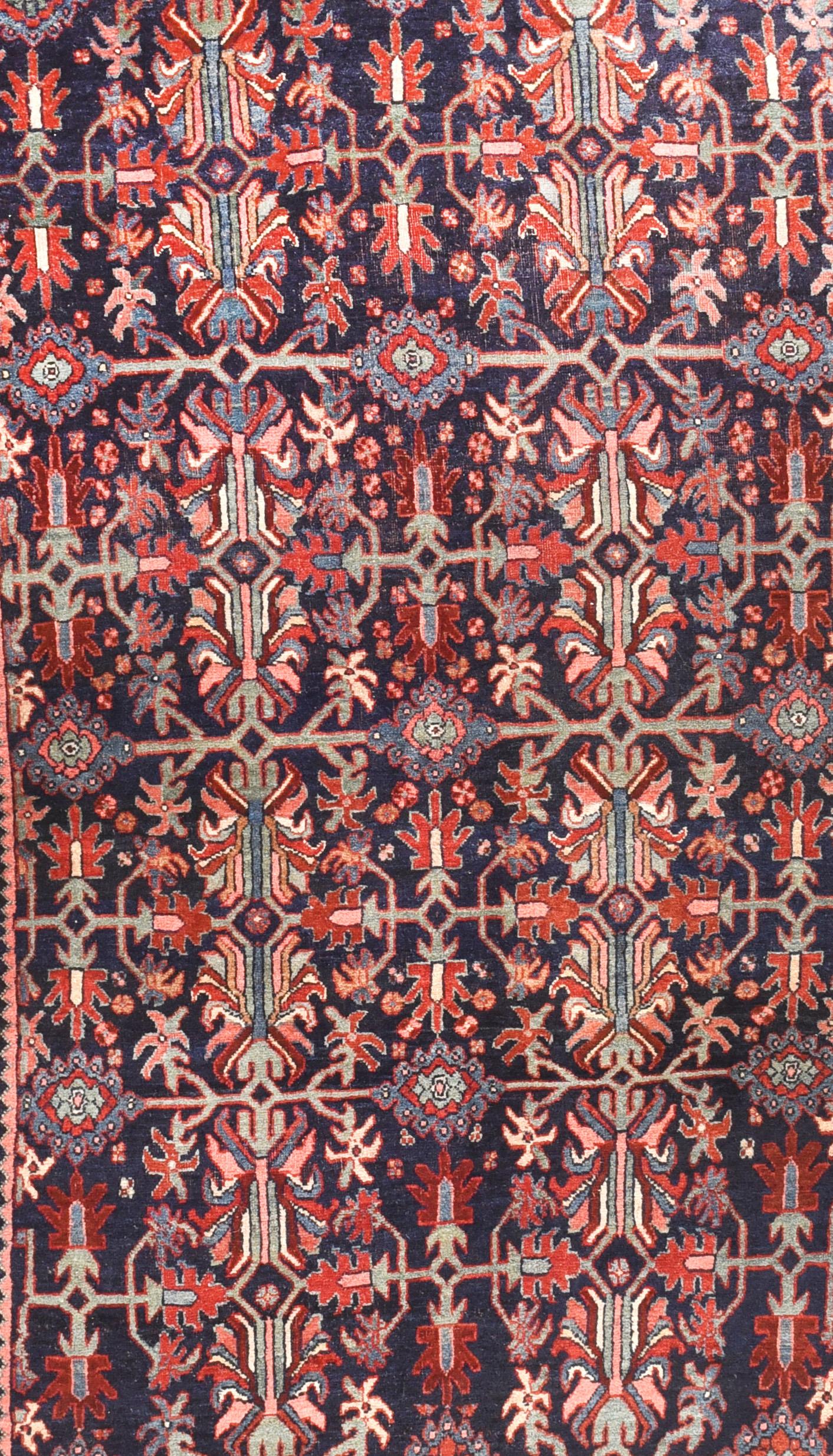 Antique handmade Bidjar Persian rug.
 