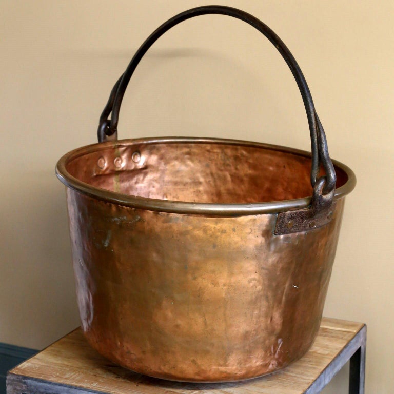 Antique, Handmade Copper Apple Butter Kettle with Iron Handle at 1stDibs