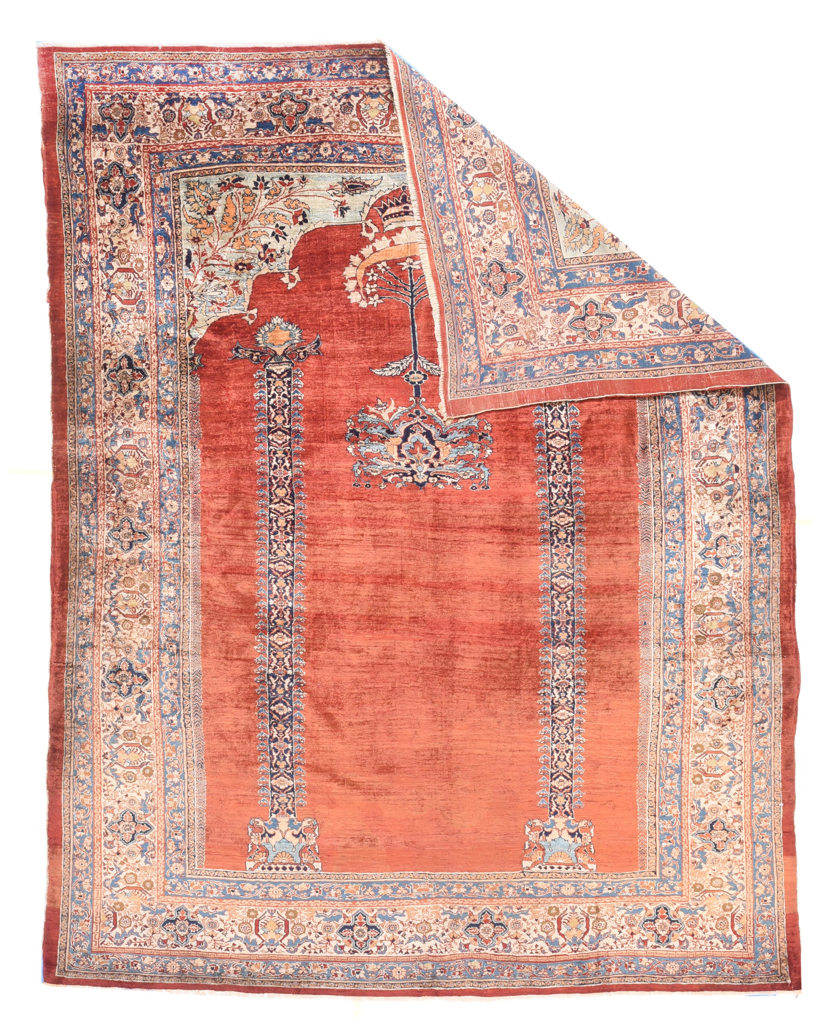 Asian Antique Persian Silk Heriz Area Rug For Sale