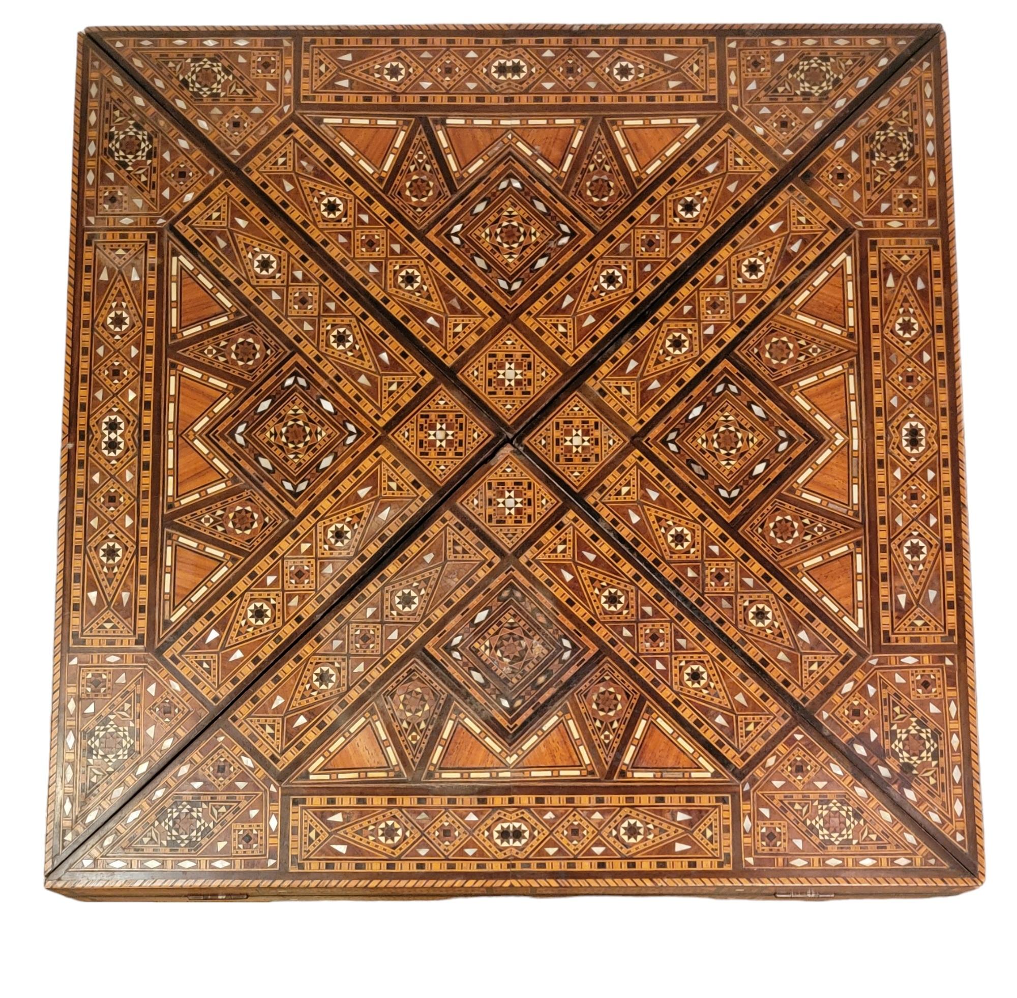 Moroccan Antique Hand Made Inlaid Multi Game Table