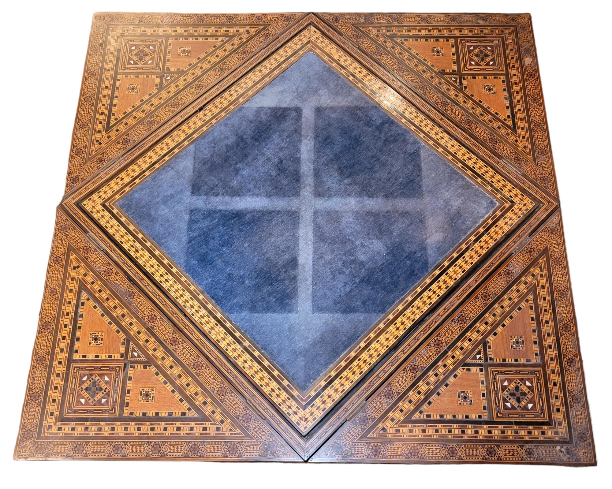 Antique Hand Made Inlaid Multi Game Table In Good Condition In Pasadena, CA