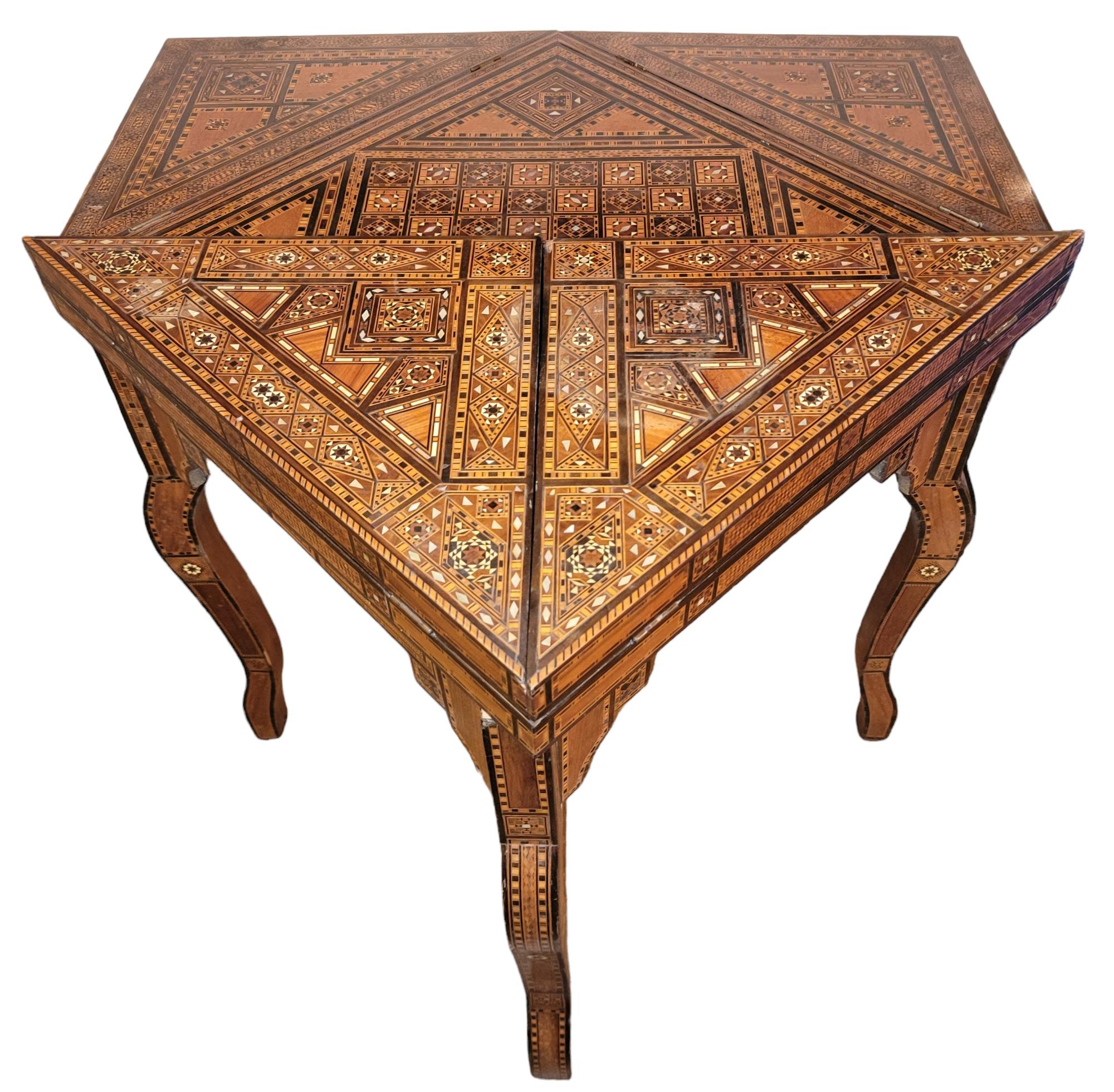 Wood Antique Hand Made Inlaid Multi Game Table