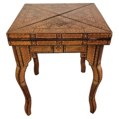 Antique Hand Made Inlaid Multi Game Table