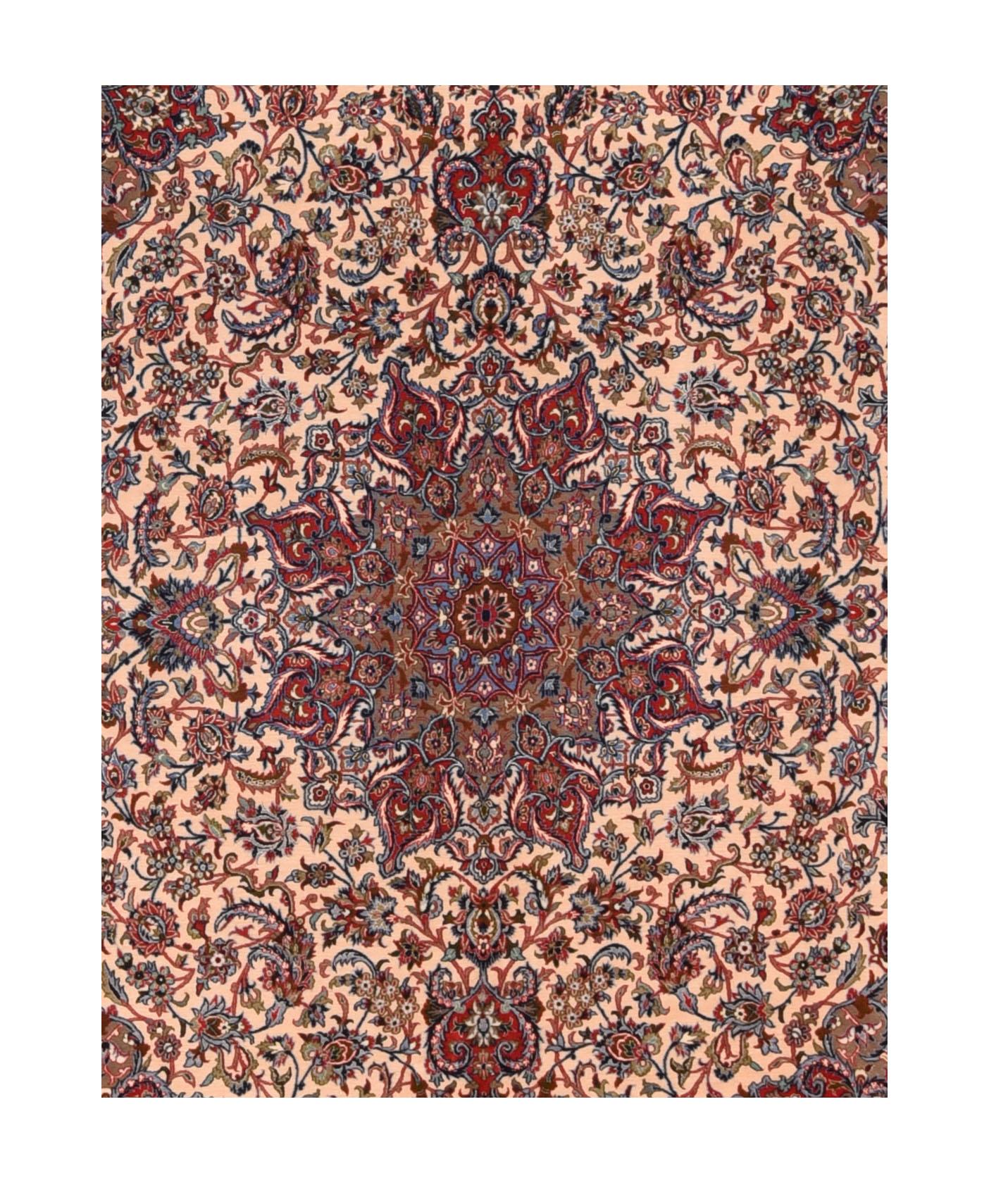 Hand-Knotted Fine Vintage Persian Isfahan 6'7