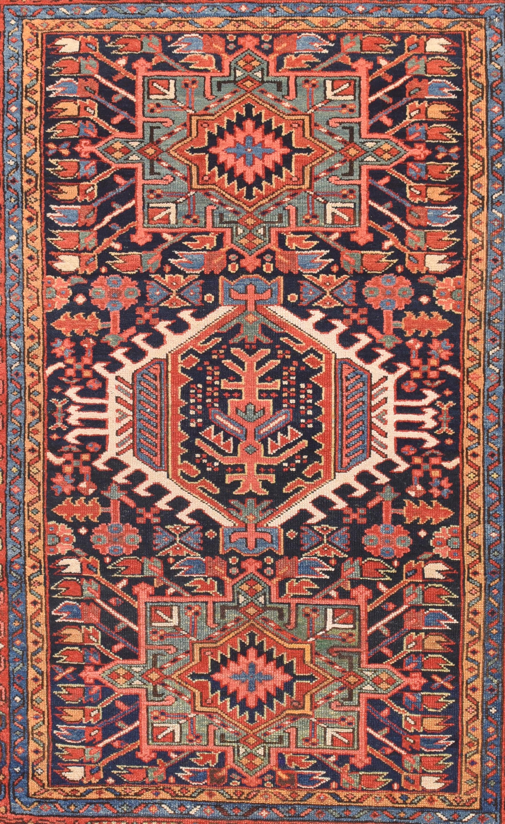 Antique handmade Karaje Herris Persian rug.
     