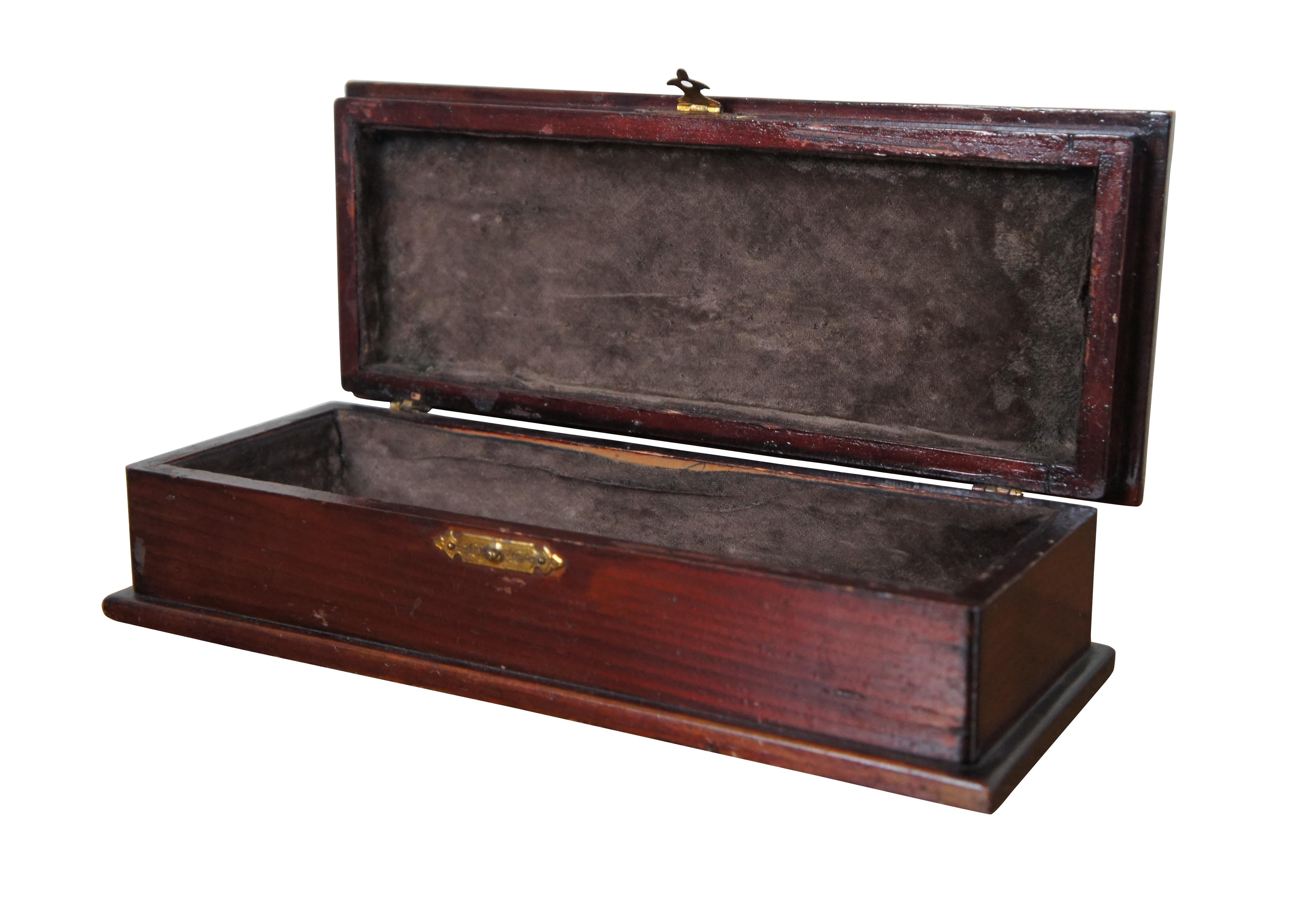 Edwardian Antique Hand Made Mahogany Jewelry Trinket Keepsake Letter Glove Box