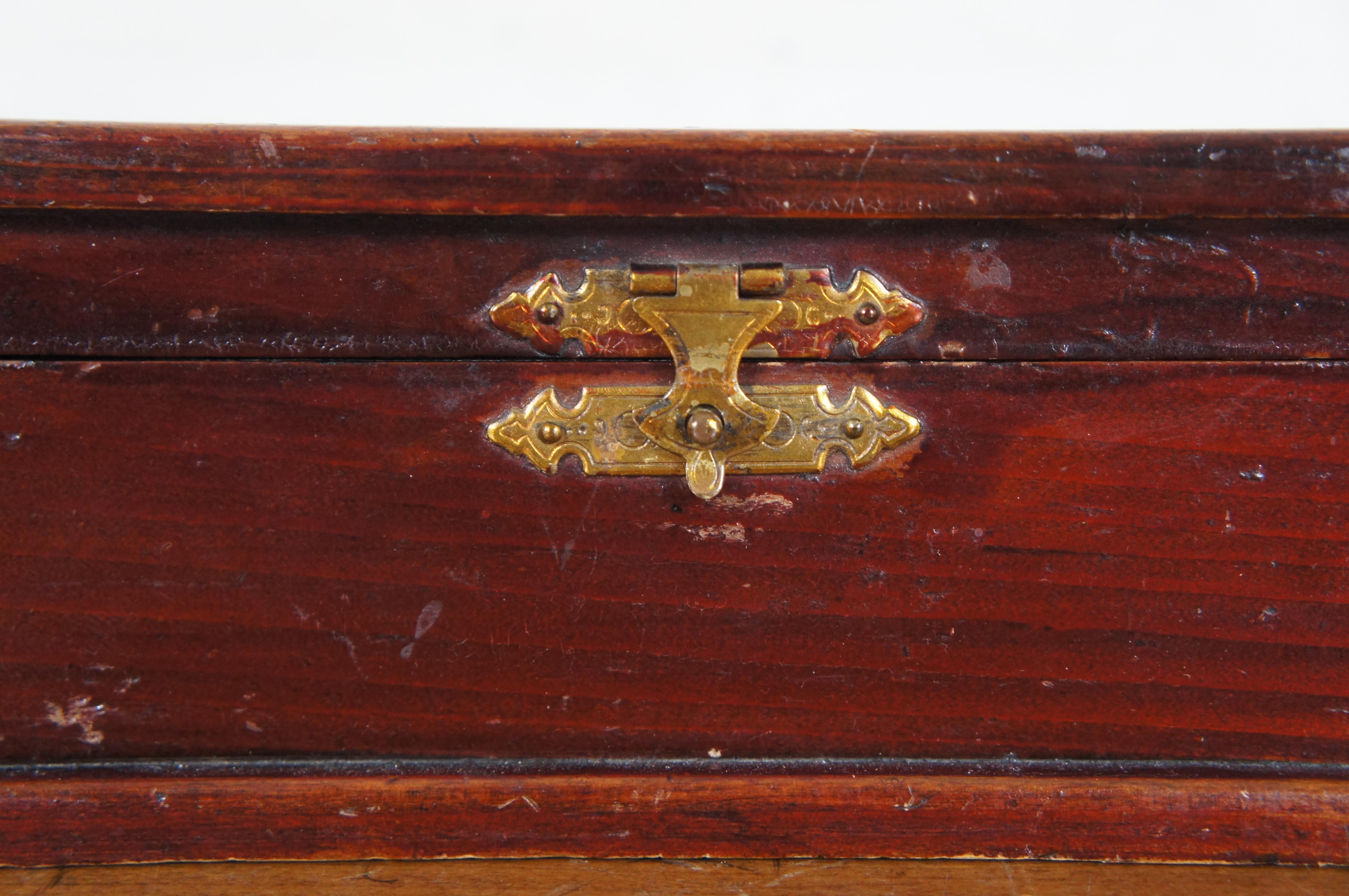 Antique Hand Made Mahogany Jewelry Trinket Keepsake Letter Glove Box In Good Condition In Dayton, OH