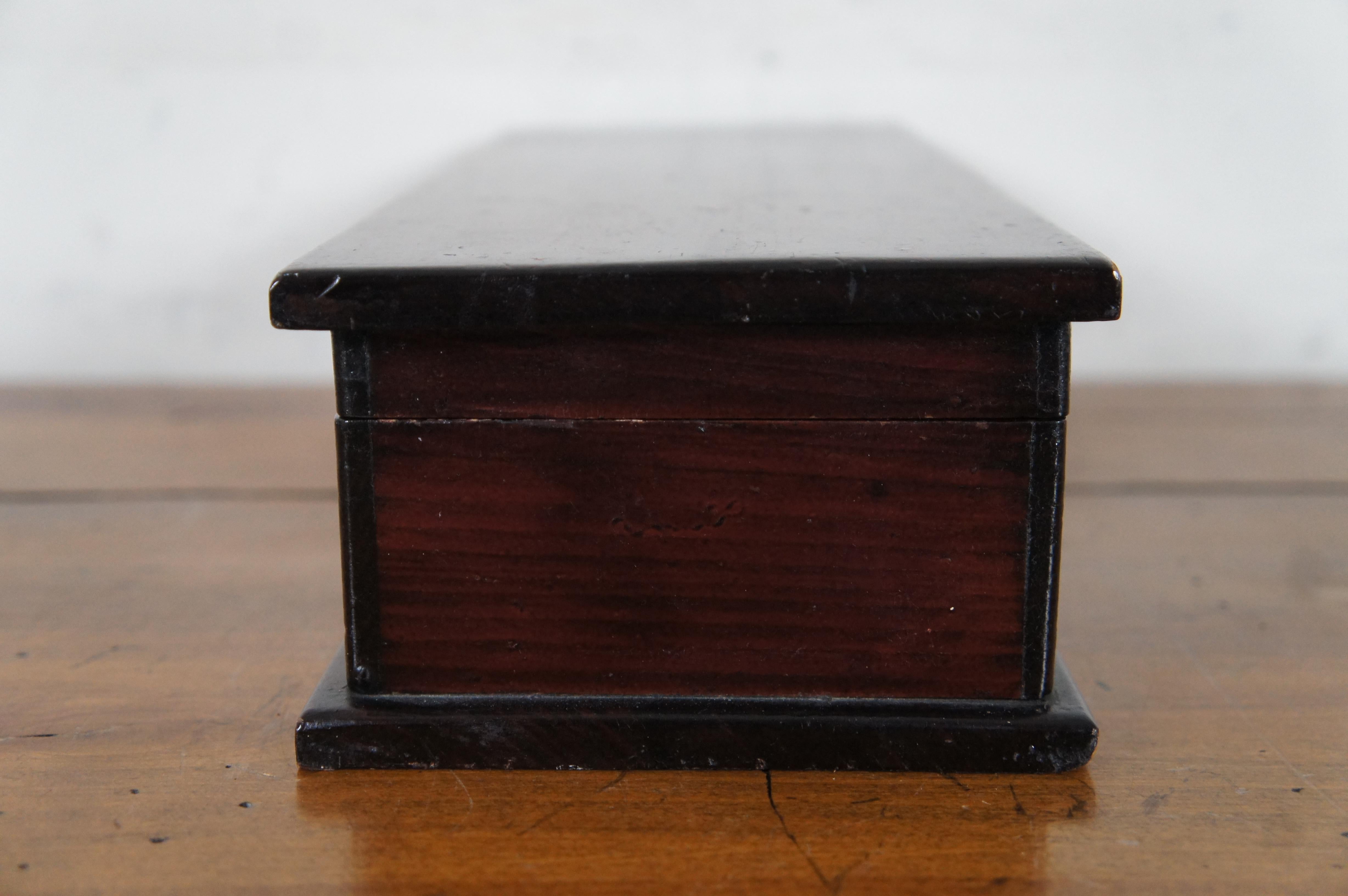 20th Century Antique Hand Made Mahogany Jewelry Trinket Keepsake Letter Glove Box