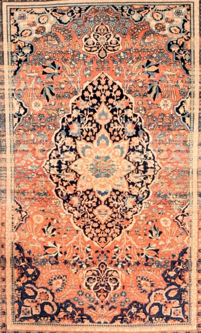 Antique Handmade Mohtasham Kashan Persian Rug For Sale at 1stdibs