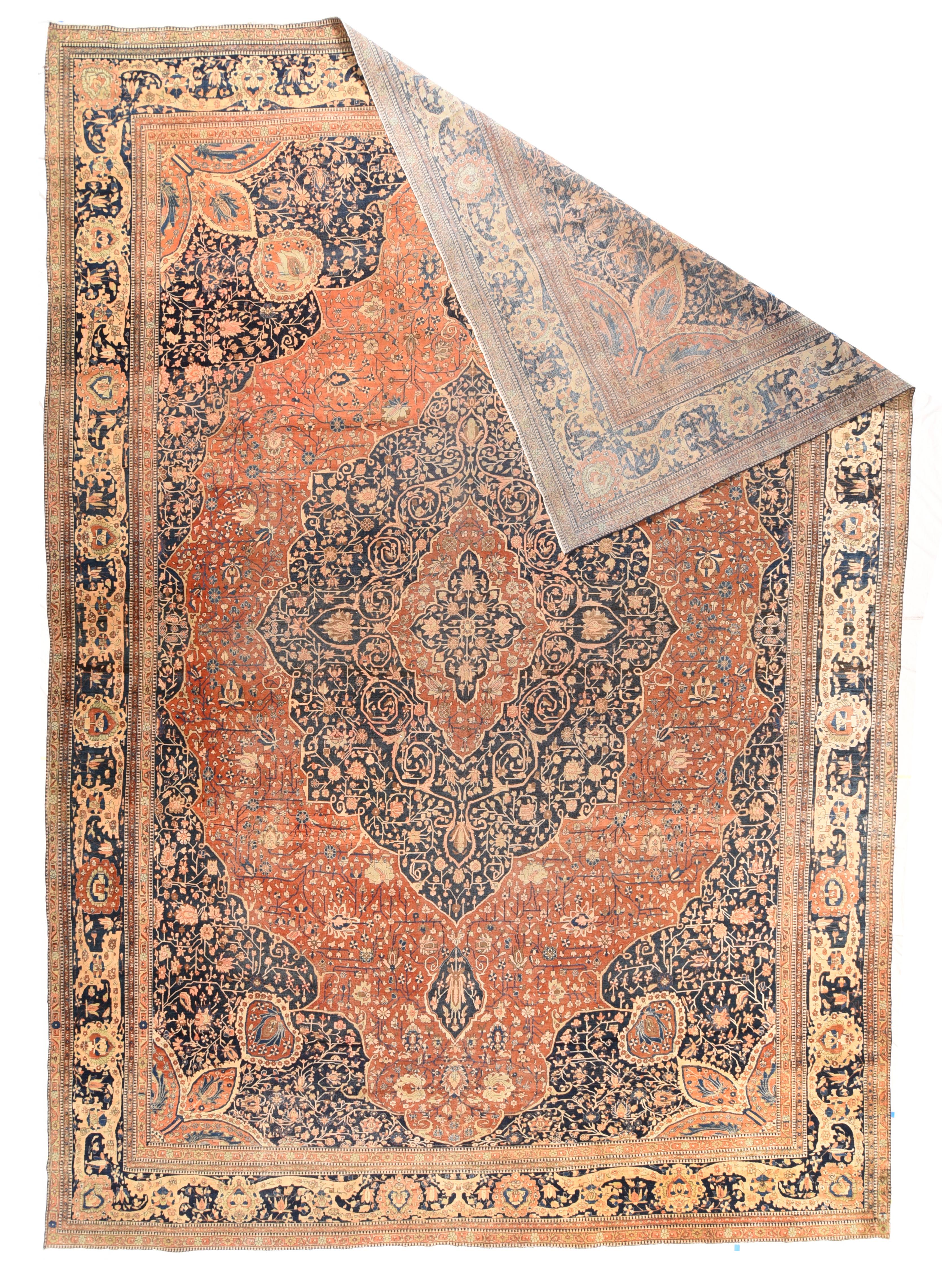 Asian Antique Mohtasham Kashan Rug 11'6'' x 16'0'' For Sale