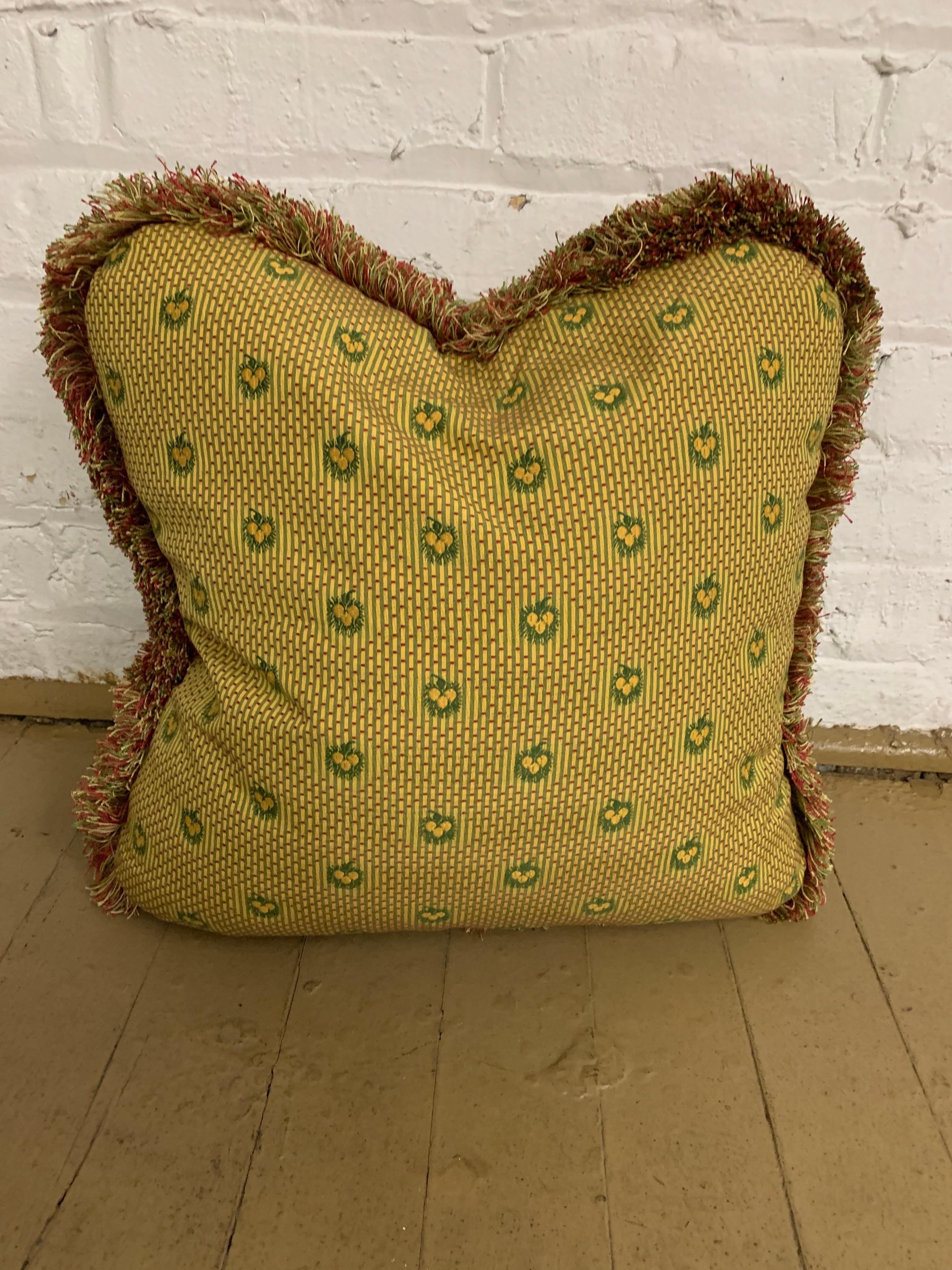 American Antique Handmade Pillows Gold and Green / a pair For Sale
