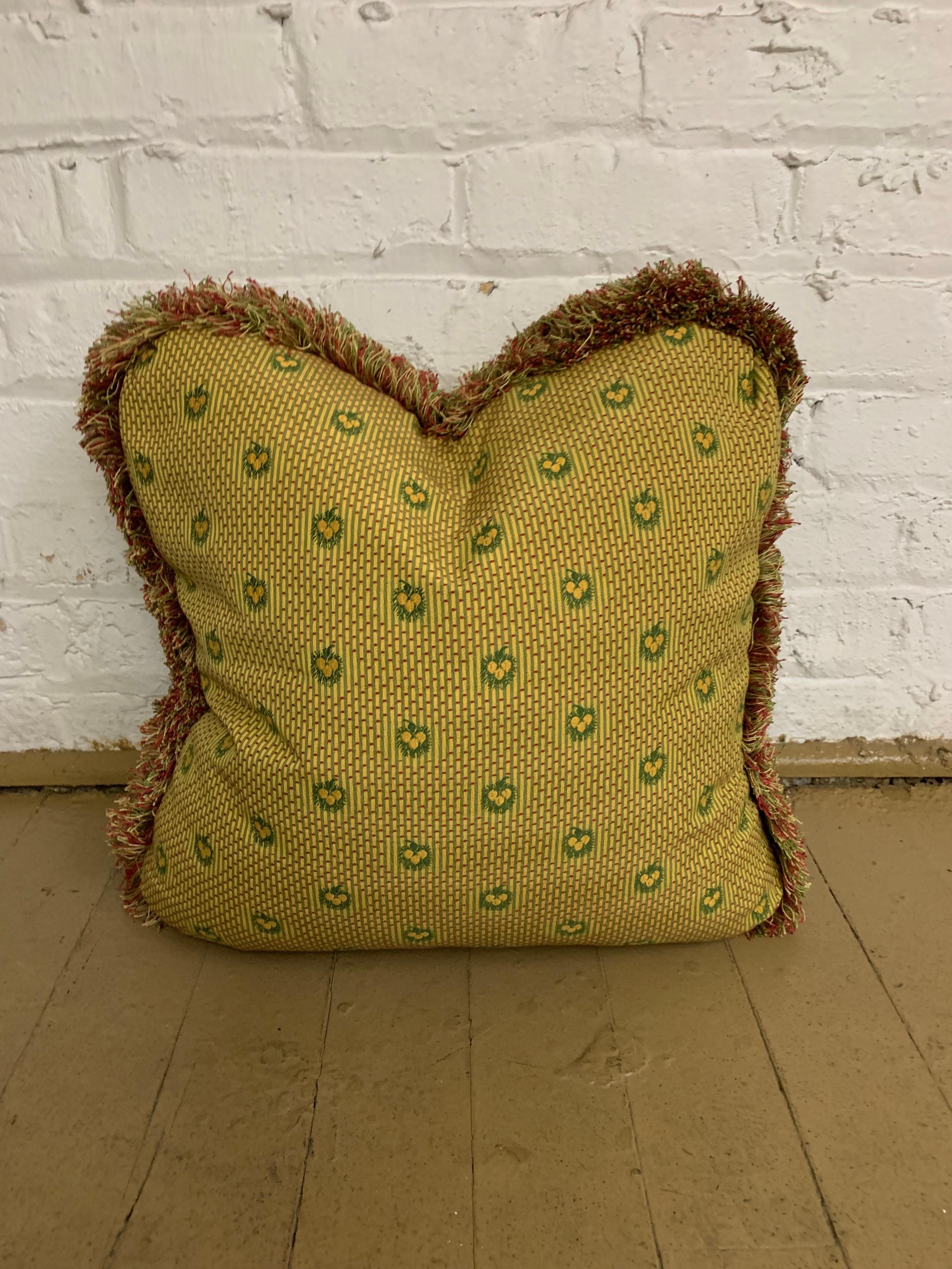 Hand-Crafted Antique Handmade Pillows Gold and Green / a pair For Sale