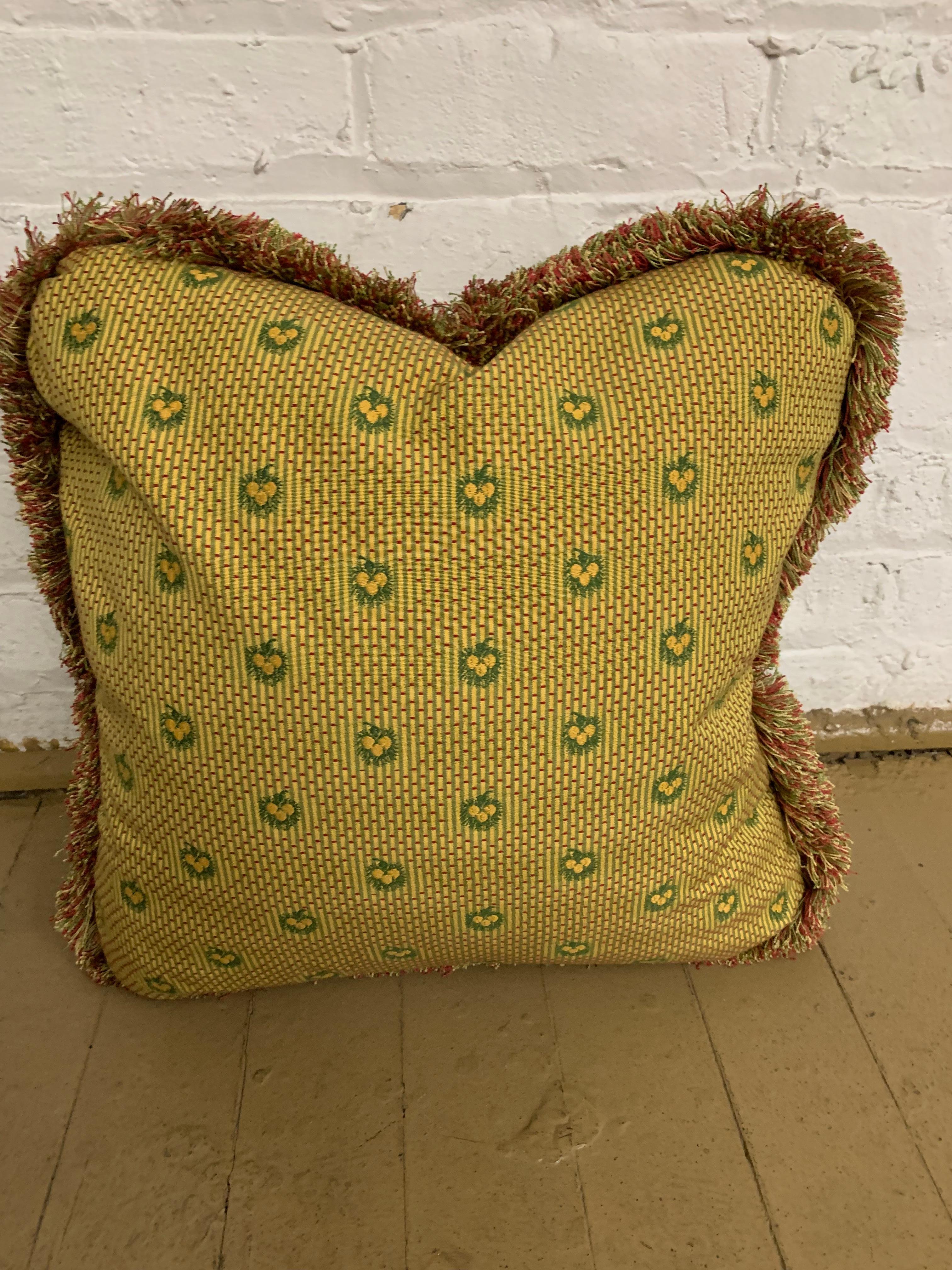 20th Century Antique Handmade Pillows Gold and Green / a pair For Sale