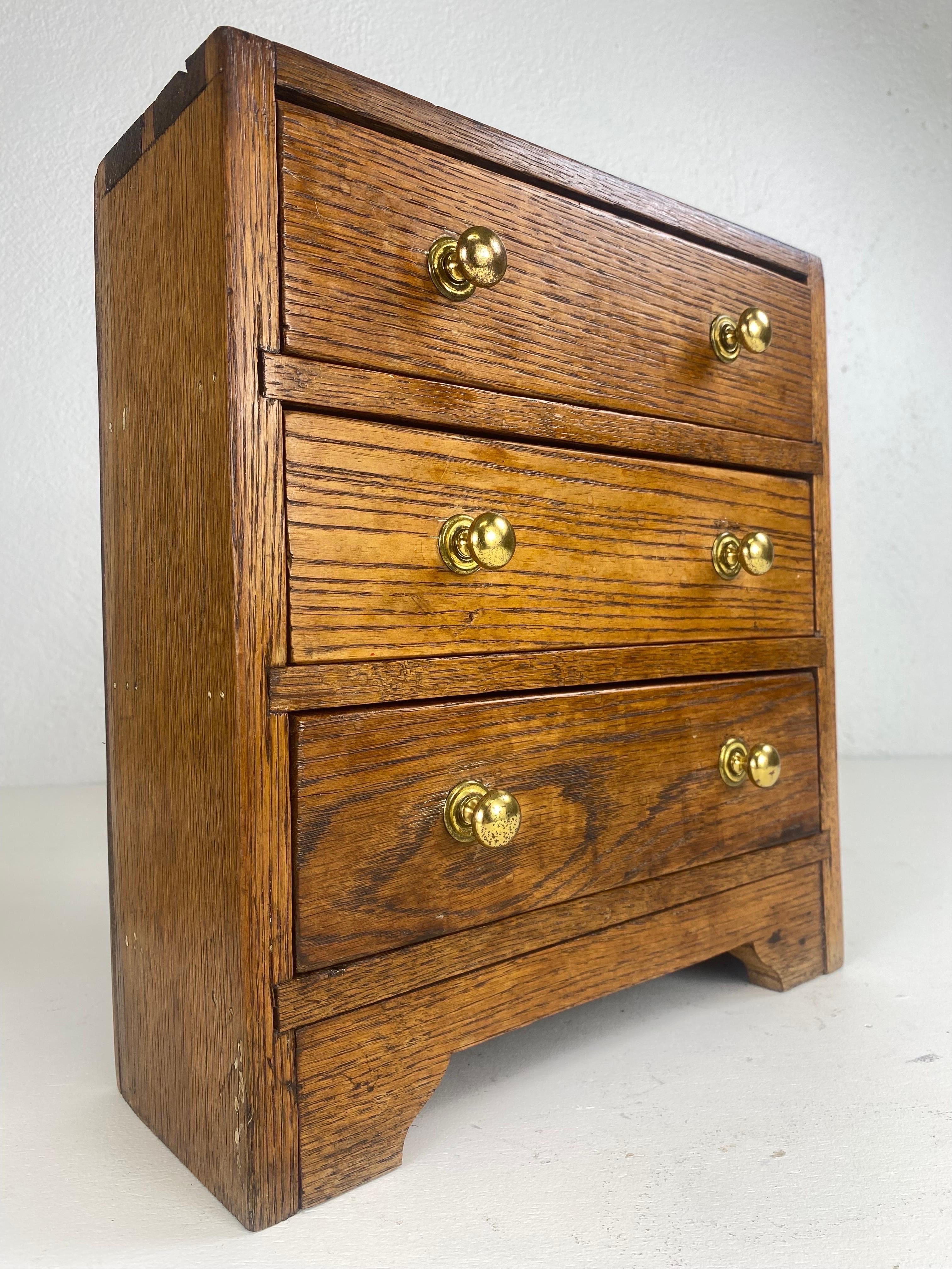 Antique hand made rustic miniature chest of drawers. For Sale 2