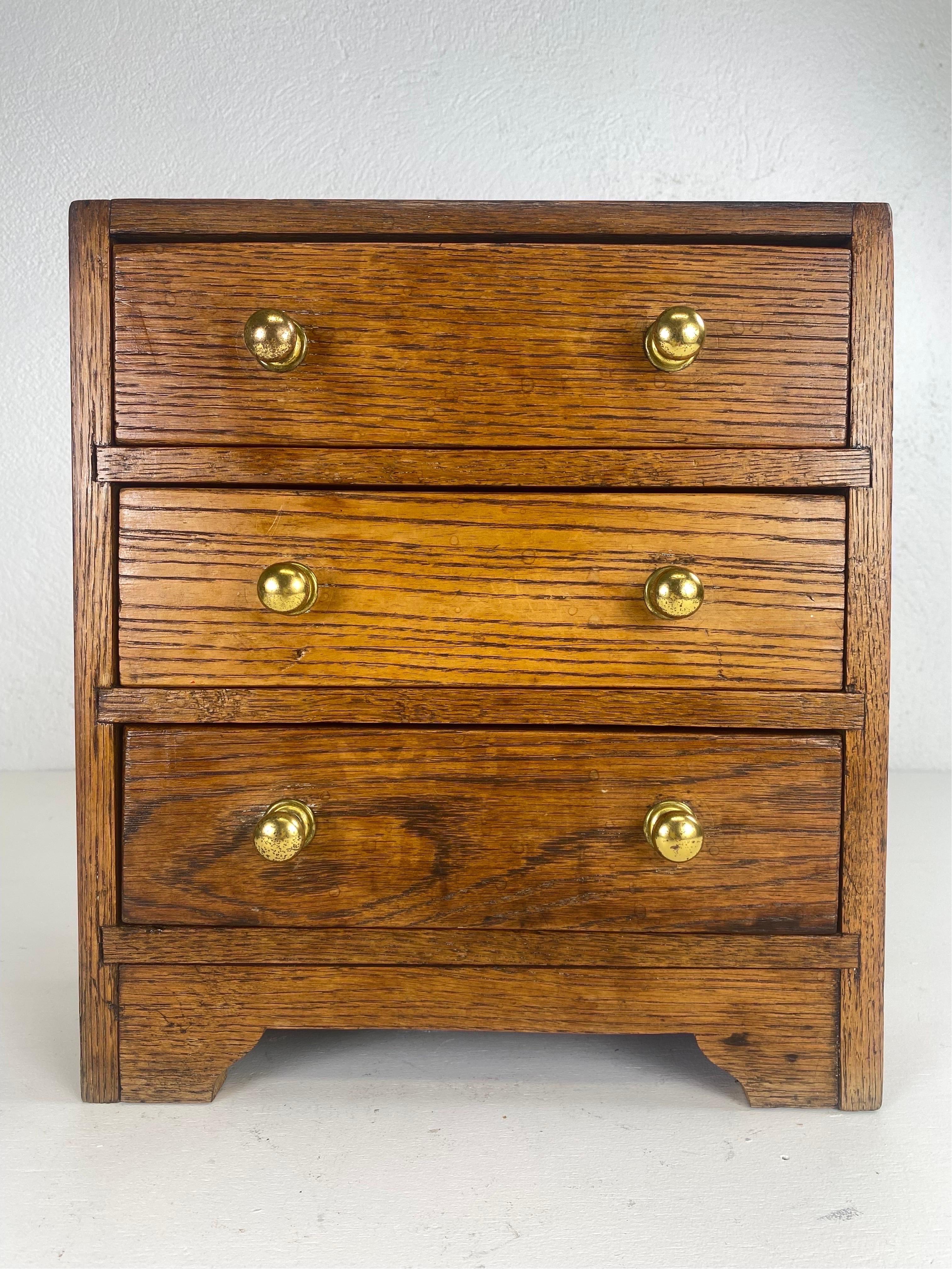 American Classical Antique hand made rustic miniature chest of drawers. For Sale