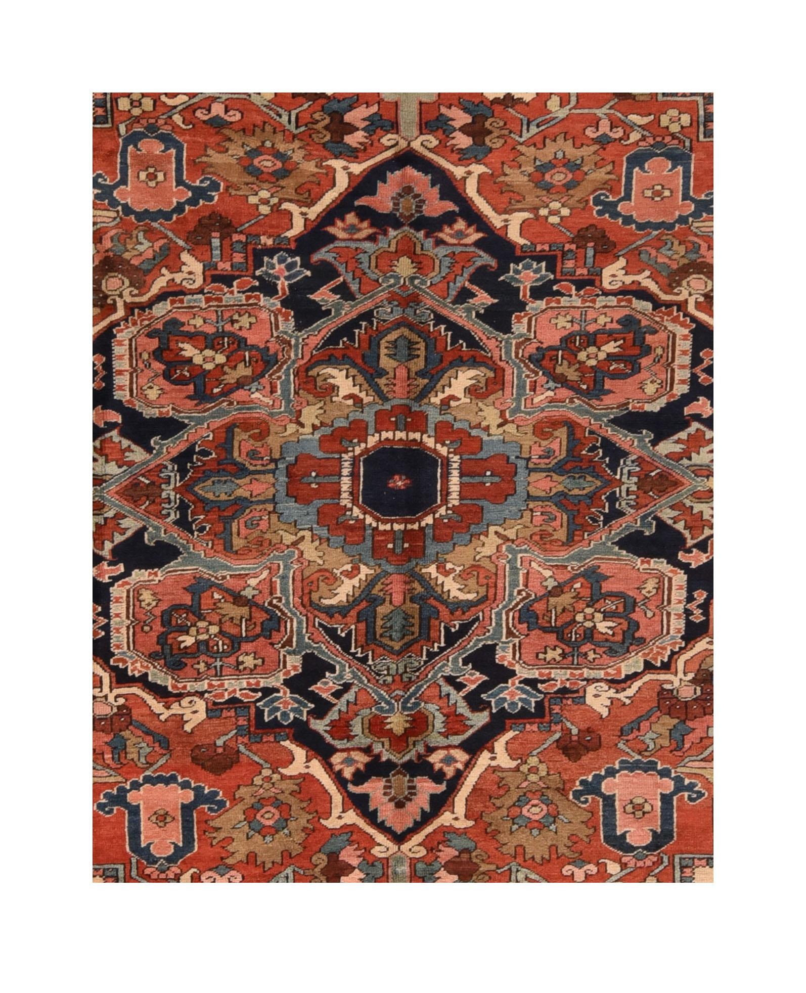 Heriz Serapi Antique Persian Heriz Area Rug For Sale