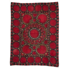 Antique Hand-Made Silk Suzani Textile, Uzbekistan 