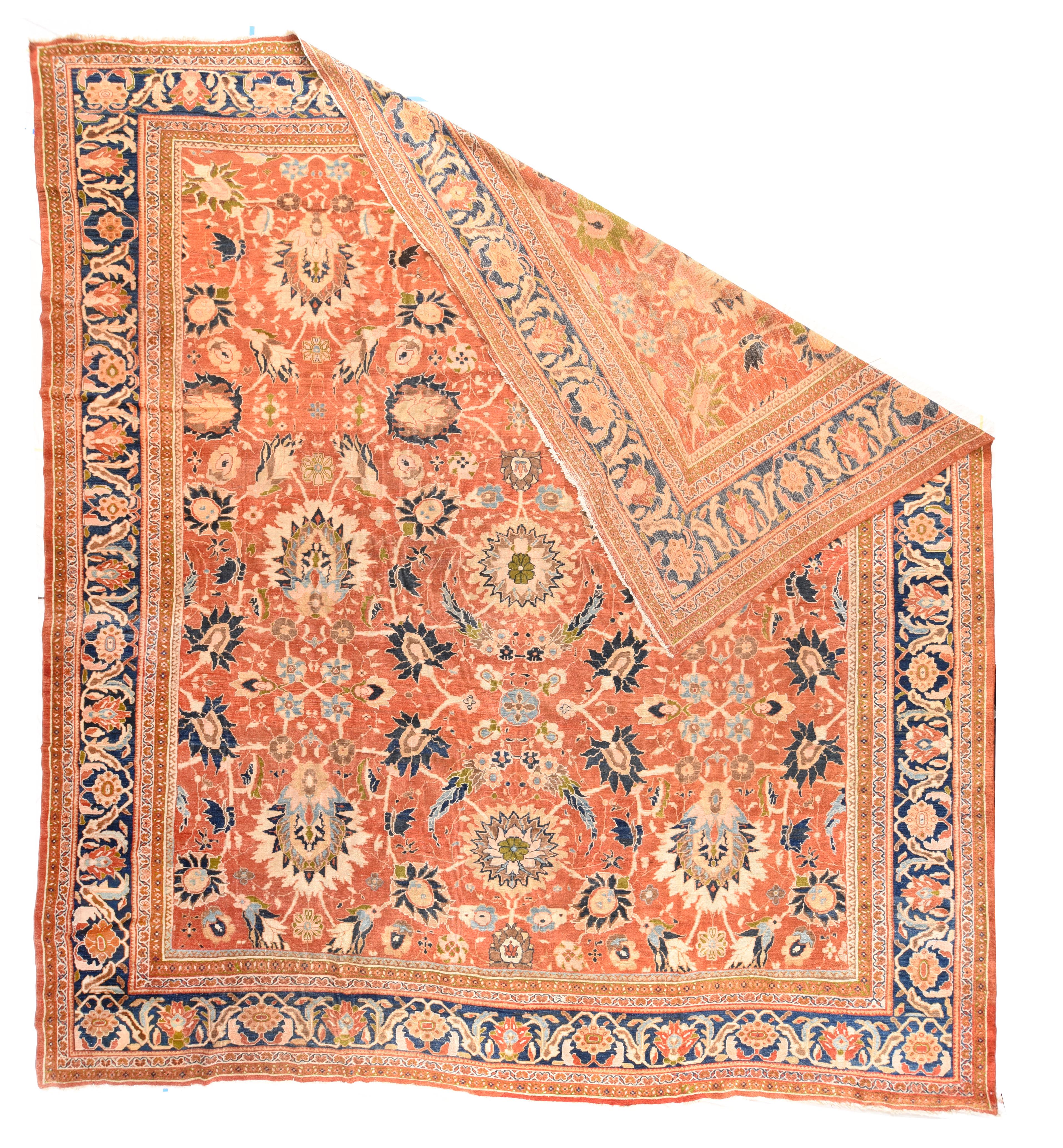 Hand-Knotted Antique Persian Sultanabad Area Rug For Sale