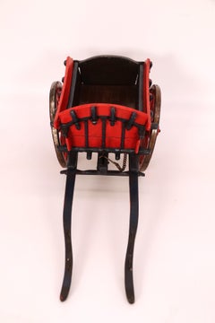 Antique hand made wooden scale model of an 18th century farm cart circa 1920