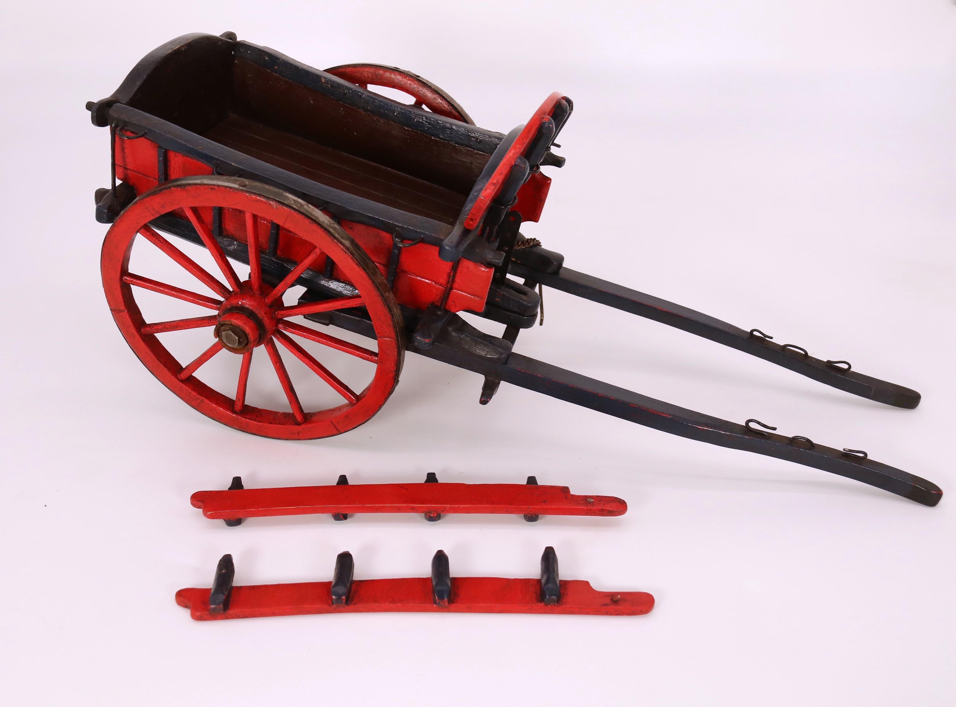 20th Century Antique hand made wooden scale model of an 18th century farm cart circa 1920 For Sale