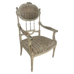 Antique Hand Painted 19th Century Louis XVI Bergere