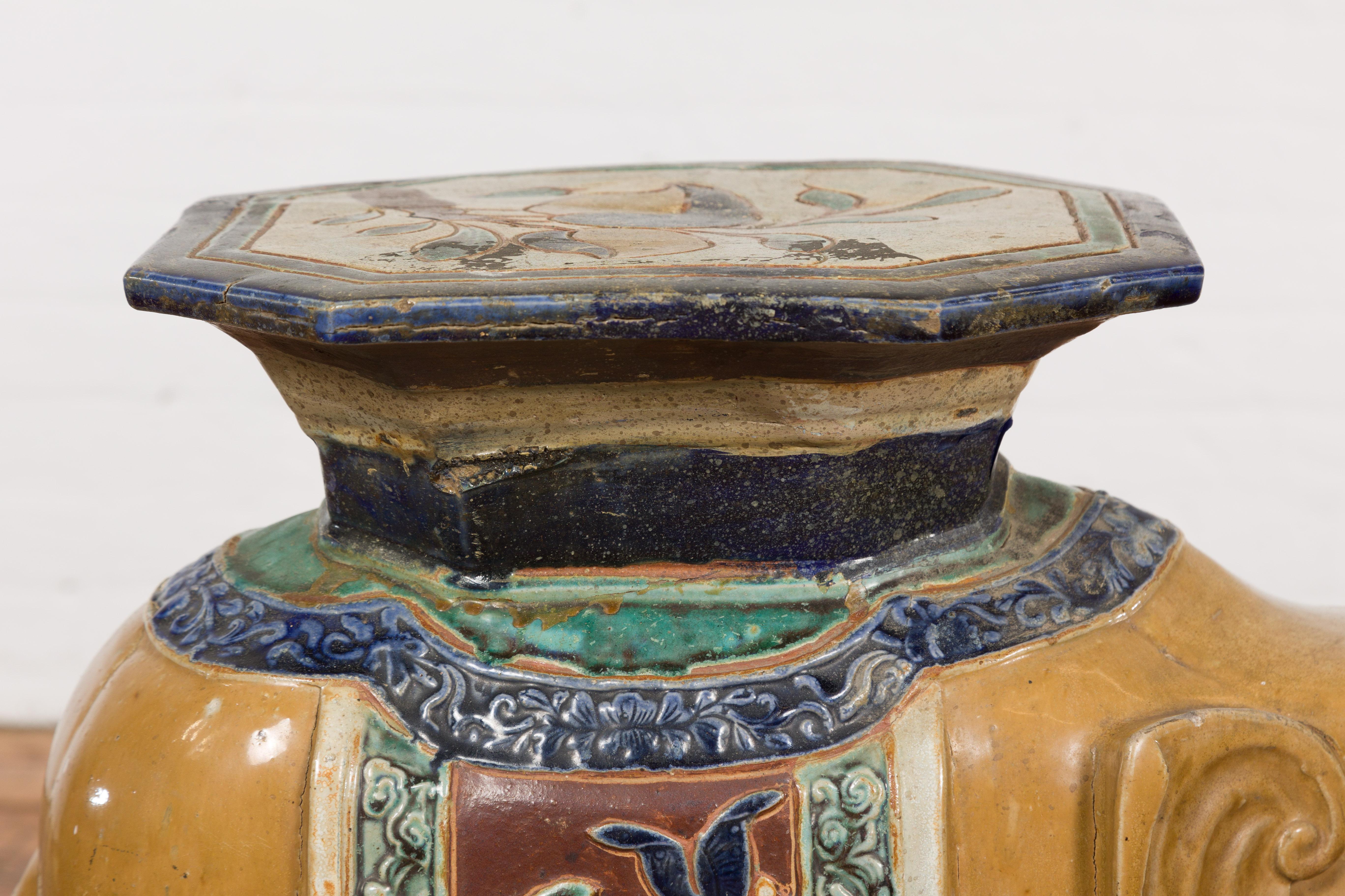 Antiker handbemalter Annamese-Gartenhocker aus Keramik aus Vietnam, um 1900 im Angebot 11