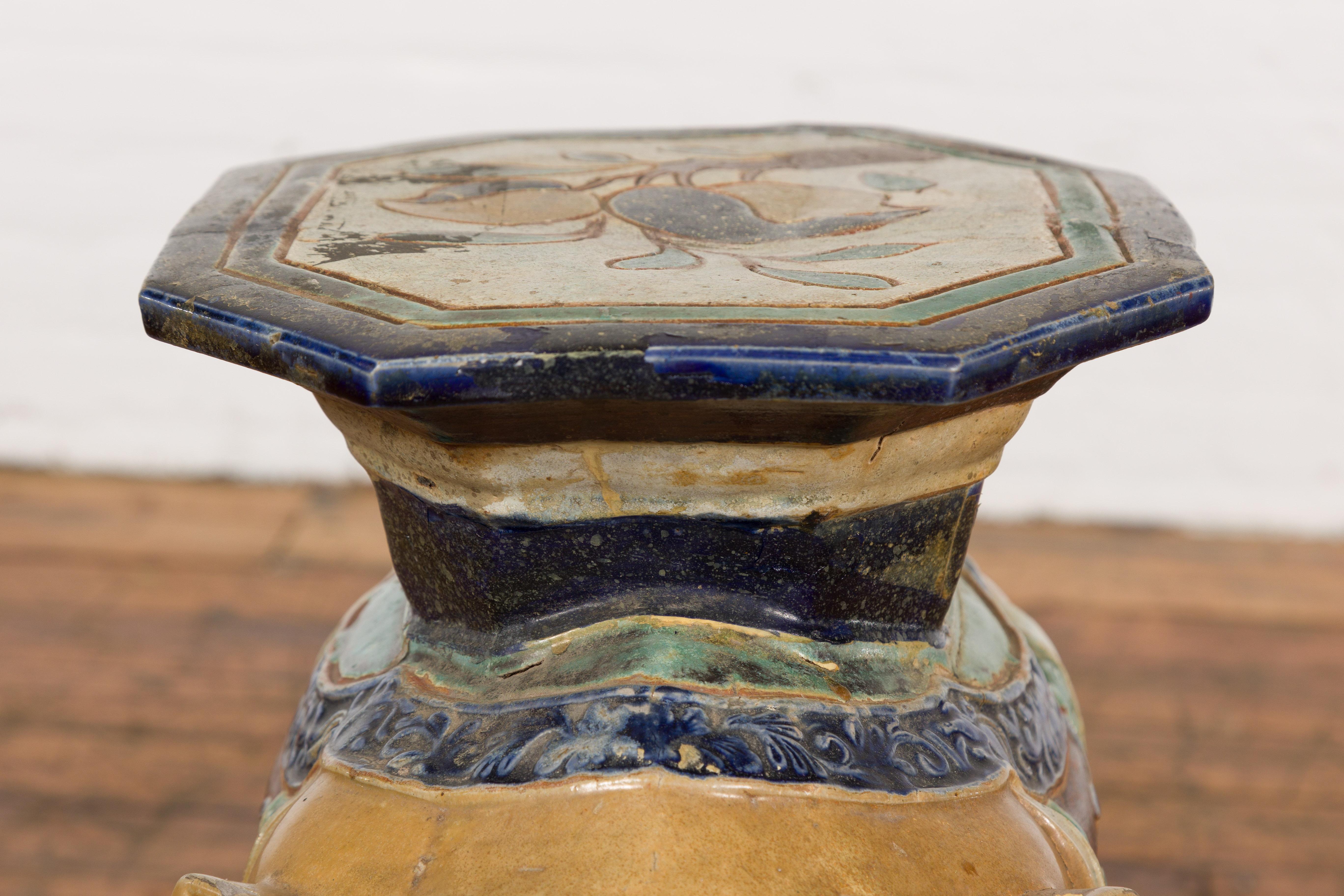 20th Century Antique Hand-Painted Annamese Ceramic Garden Stool from Vietnam, circa 1900 For Sale