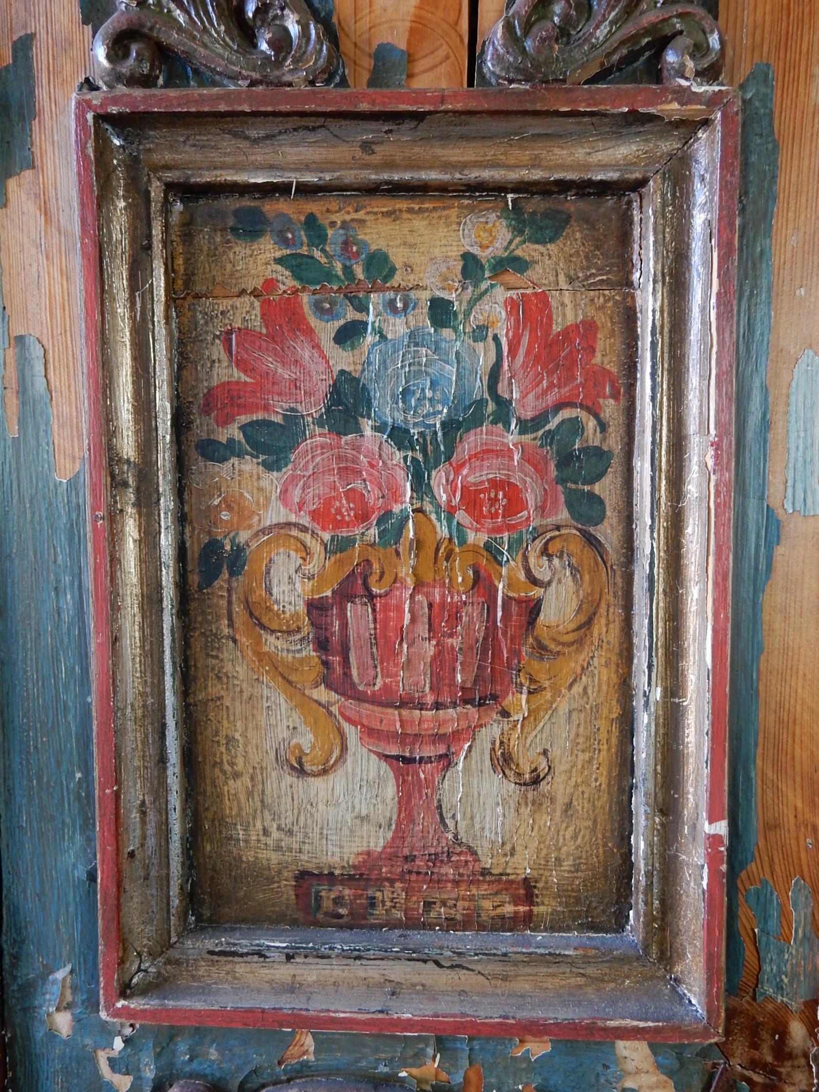 Armario antiguo pintado a mano, alemán de 1852 Victoriano