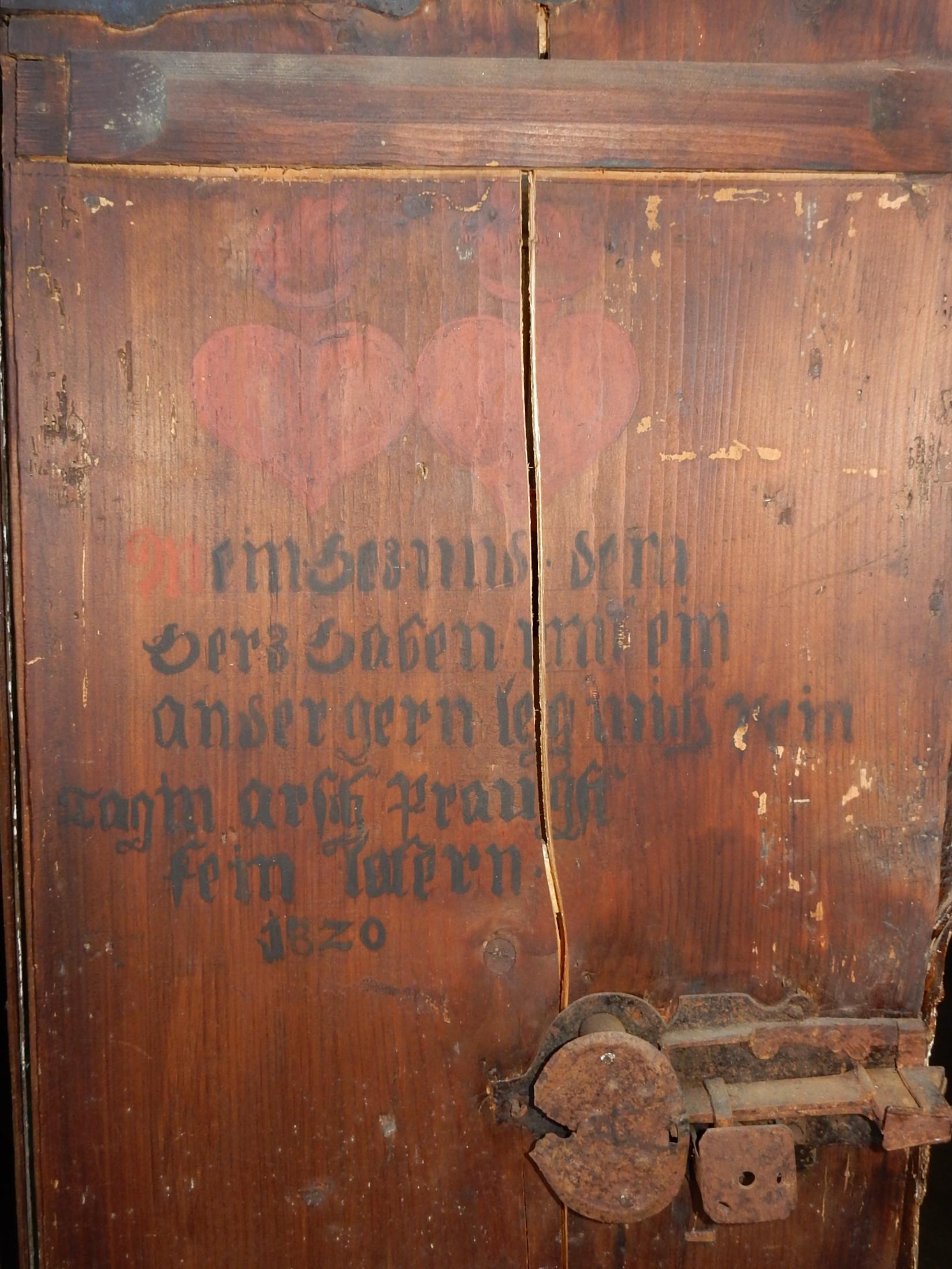 Armario antiguo pintado a mano, alemán de 1852 1