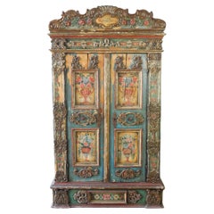 Armario antiguo pintado a mano, alemán de 1852
