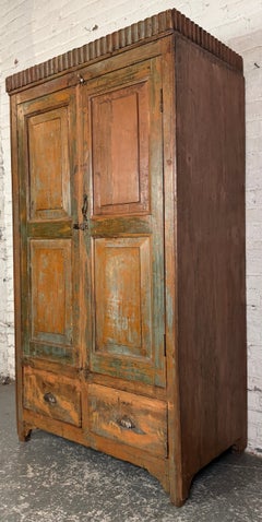 Armoire ancienne peinte à la main, originaire d'Inde