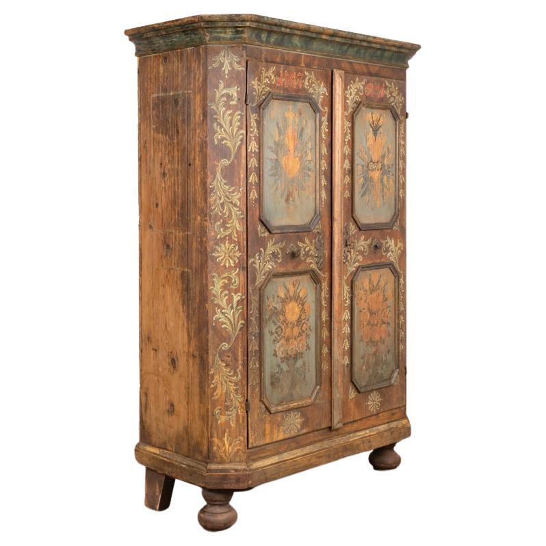 Antique Original Painted Armoire with Flowers, Germany at 1stDibs