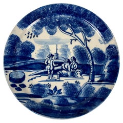 Antique Hand-Painted Blue and White Dutch Delft Dish Made 18th Century c-1730-40