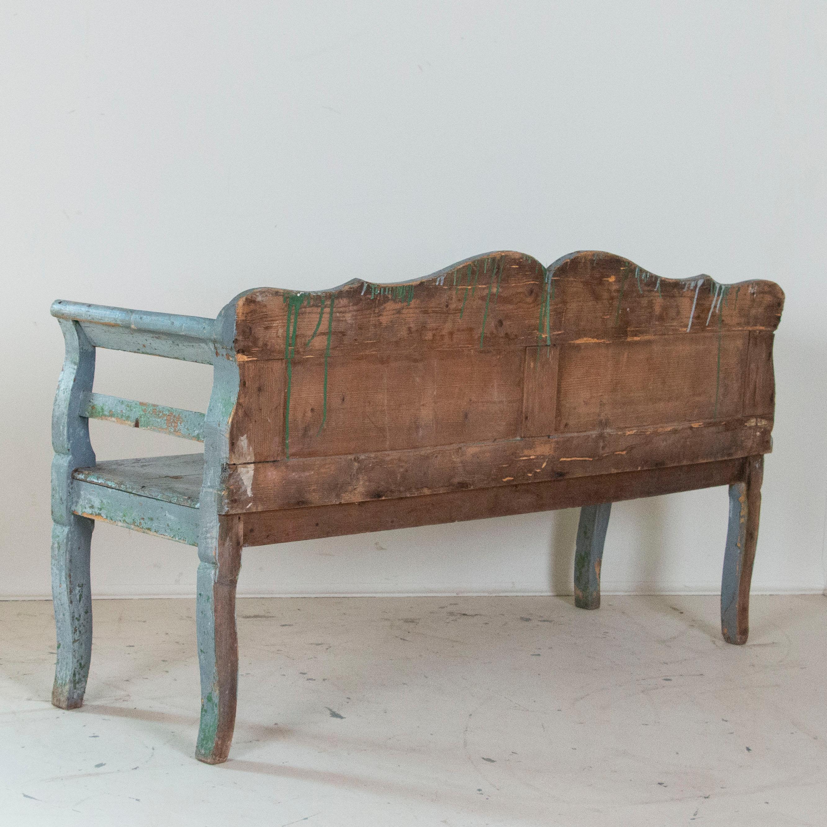Antique Hand Painted Blue Bench, Hungary 2