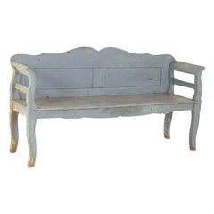 Antique Hand Painted Blue Bench, Hungary