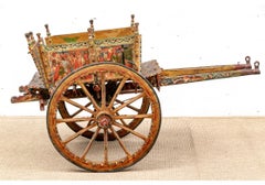 Antique Hand Painted Carretto Siciliano - Smaller Working Child’s Cart