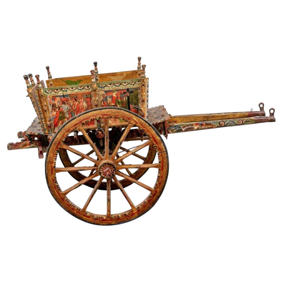 Antique Hand Painted Carretto Siciliano - Smaller Working Child’s Cart