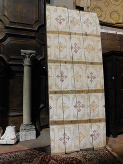 Plafond ancien peint à la main sur bois de peuplier:: 1700:: Italie