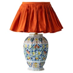Antique Hand-Painted Ceramic Table Lamp by Tichelaar Makkum, c 1890, New Shade